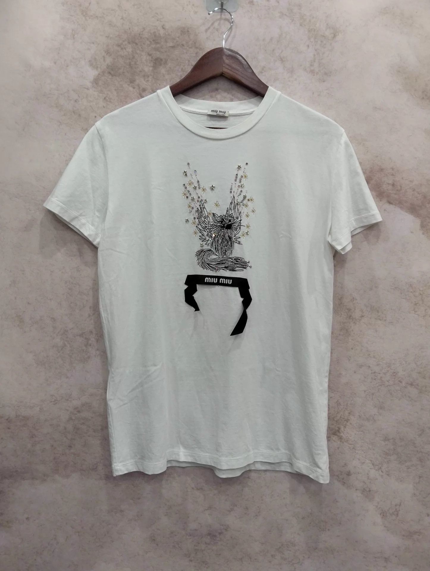 Miu Miu MIU MIU Crystal Short-Sleeve T-Shirt L Size L / US 10 / IT 46 - 1 Thumbnail