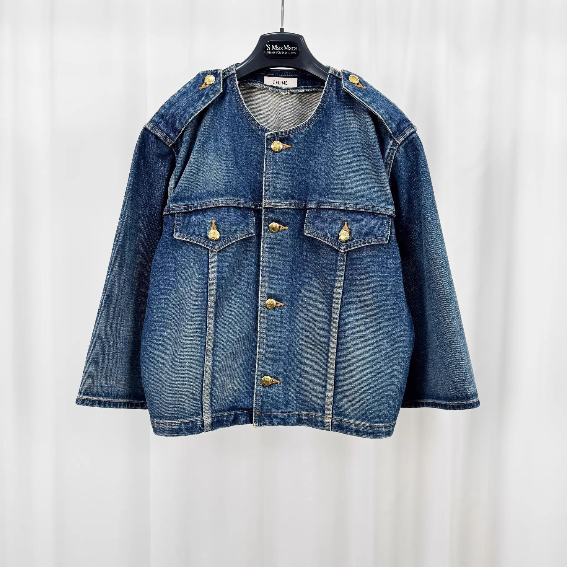Celine Celine Triomphe Gold-Tone Denim Jacket M New Size M / US 6-8 / IT 42-44 - 1 Thumbnail