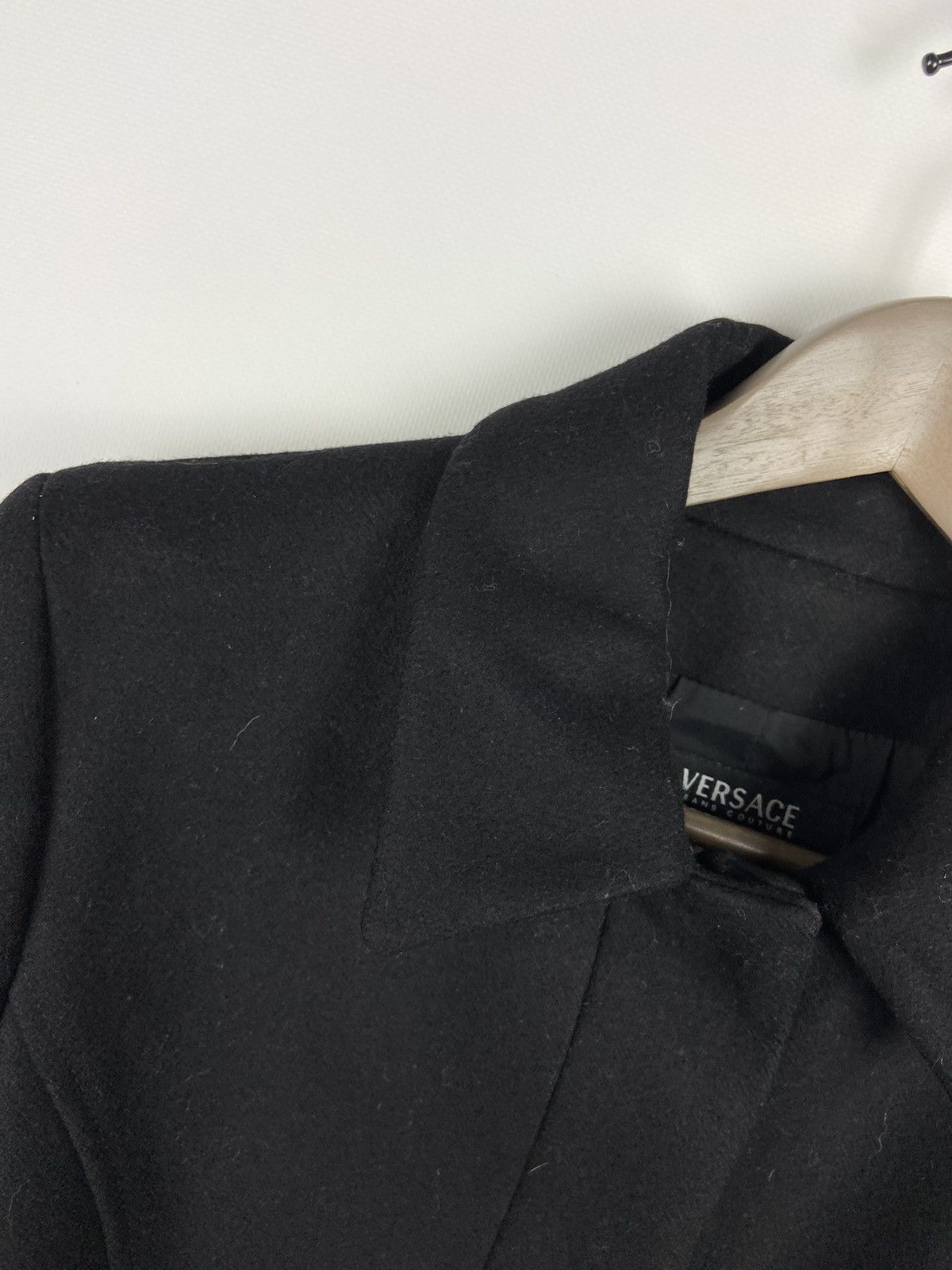 Versace Jeans Couture Vintage Versace Jeans Couture Black Womens Wool Belt Coat Size XS / US 0-2 / IT 36-38 - 10 Thumbnail