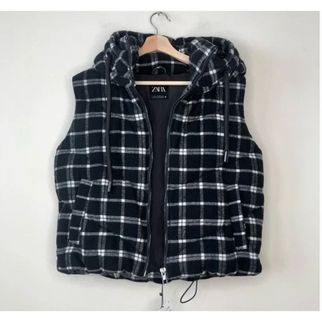 Zara Zara plaid quilted vest ecru/black Size XS / US 0-2 / IT 36-38 - 8 Thumbnail