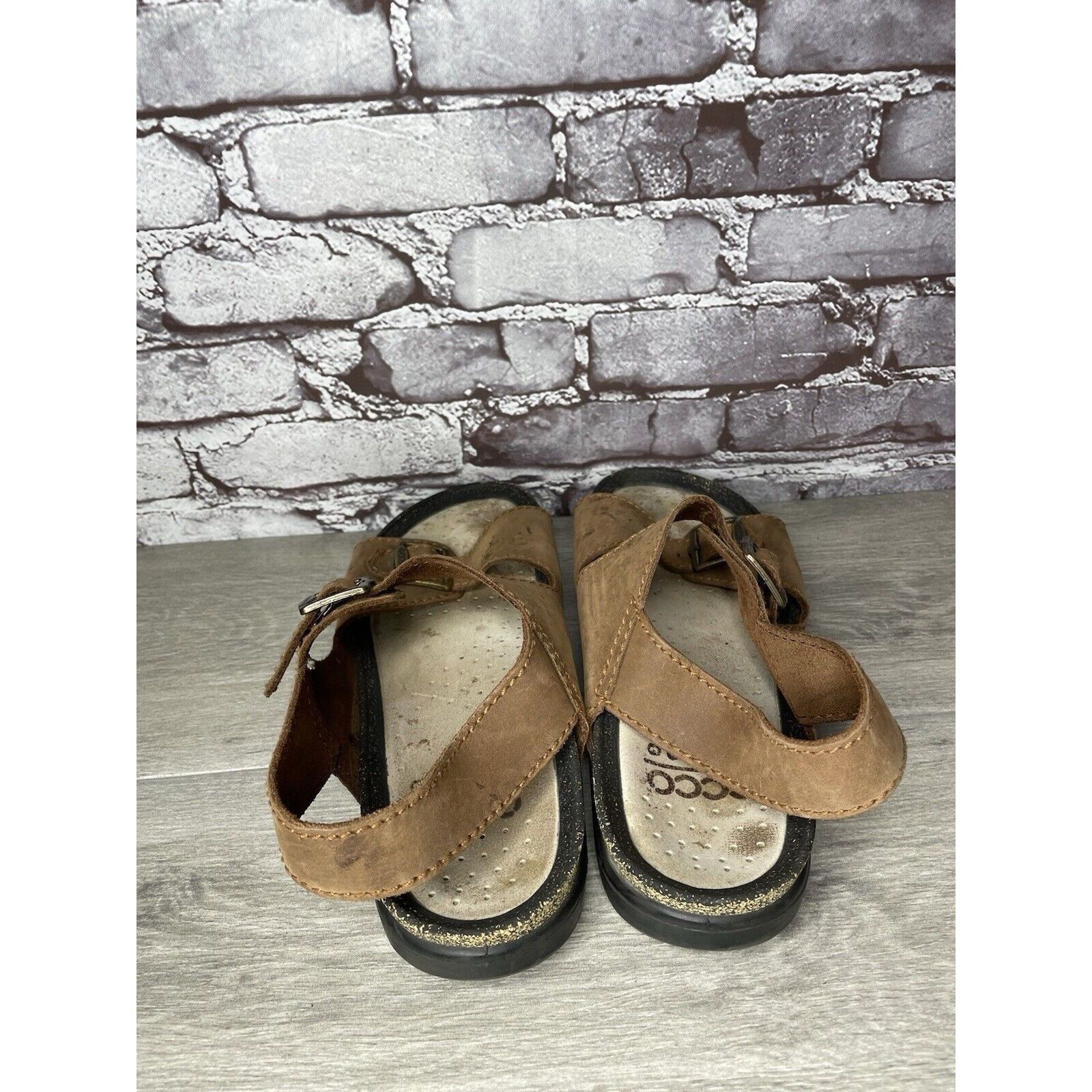 Ecco Ecco Cosmo Brown Leather Casual Comfort Cork Strap Sandals M Size US 13 / EU 46 - 17 Thumbnail