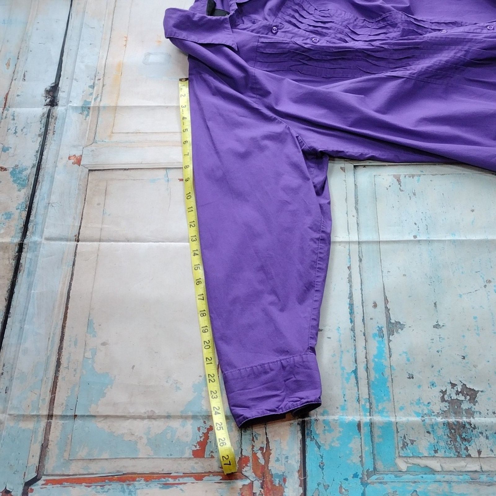 Other Lane Bryant Purple Long Sleeve Button Down Cotton Shirt Size 3XL / US 20-22 - 9 Thumbnail
