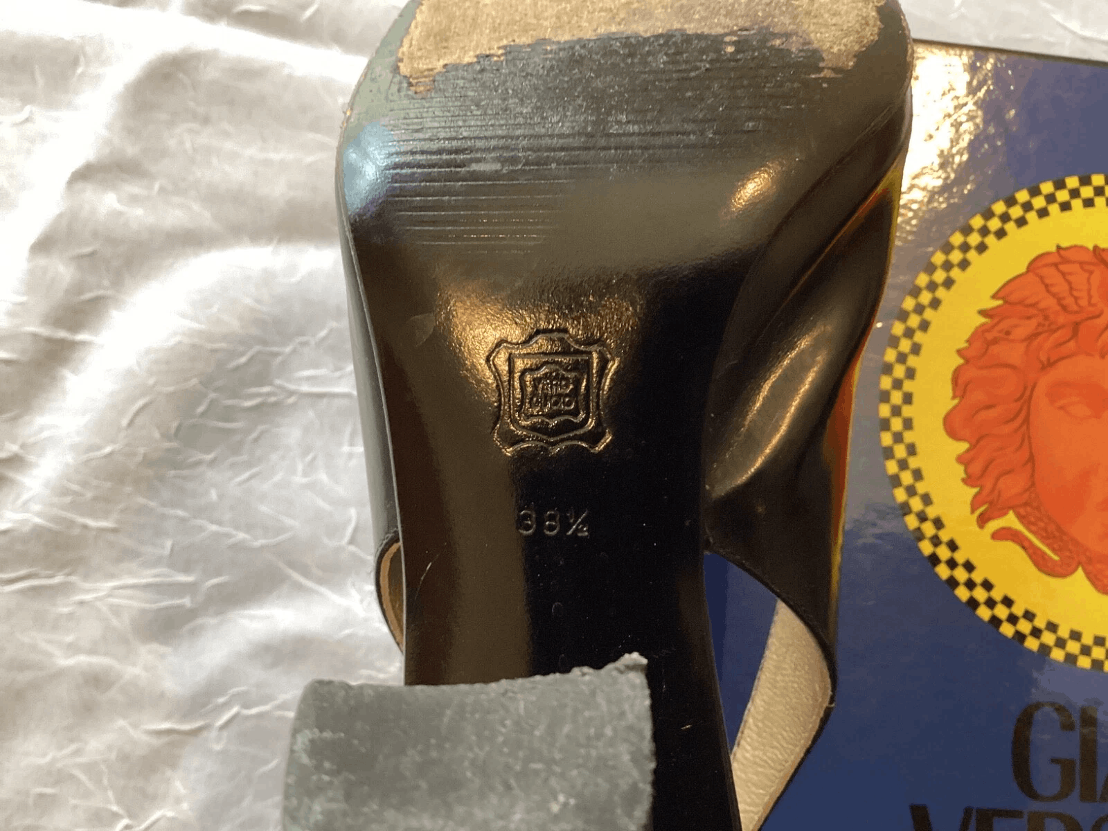 Versace Vtg Gianni Versace Black Leather Heels w/ box! Size US 8 / IT 38 - 4 Thumbnail