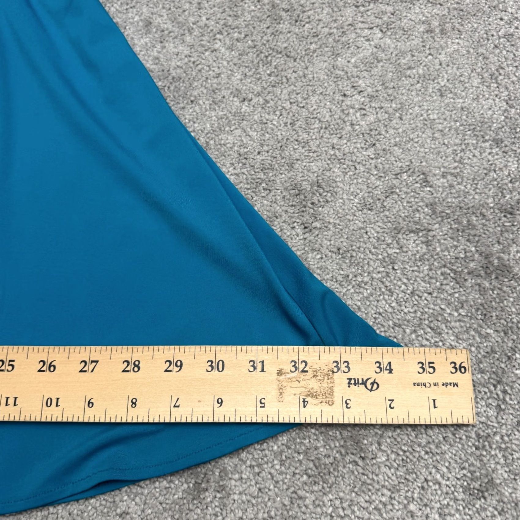 MAGGY LONDON Maggy London A-Line Dress Womens 10P Petite Ruched Wrap Fit & Flare Short Sleeve Teal Blue Size L / US 10 / IT 46 - 6 Thumbnail