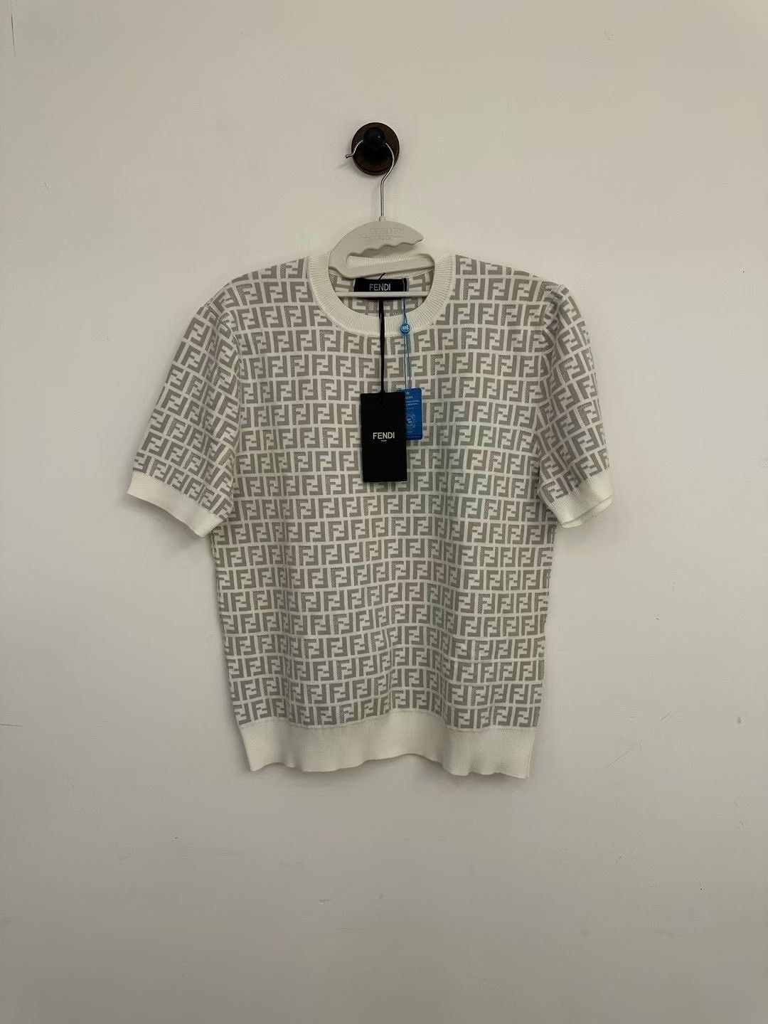 Fendi Fendi Gray All-Over Print Knit Tee Size US S / EU 44-46 / 1 - 1 Thumbnail