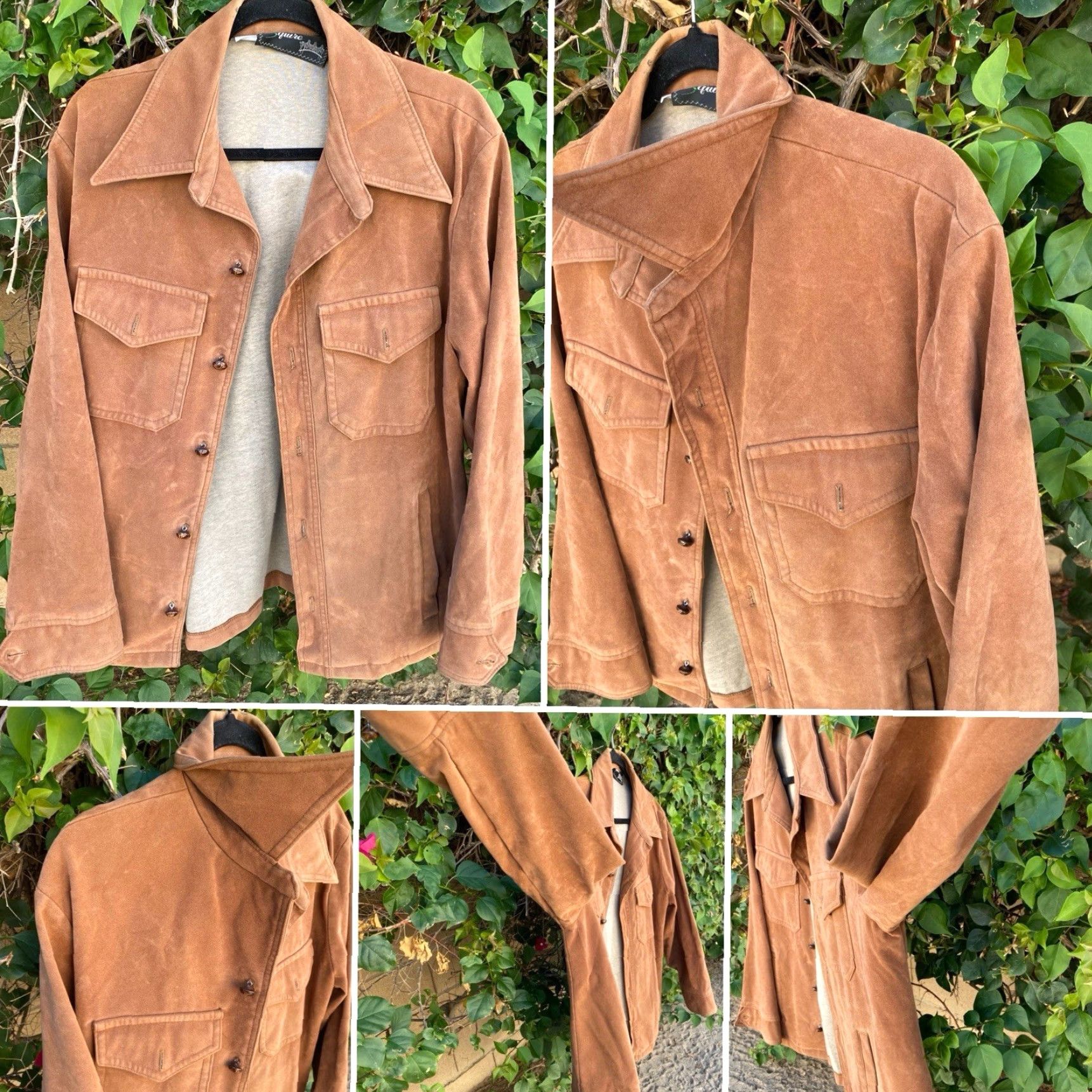 Vintage VINTAGE English Squier Jacket Shirt Shacket Western Cowboy Hippie Suede Look Brown XL Men Size US XL / EU 56 / 4 - 4 Thumbnail