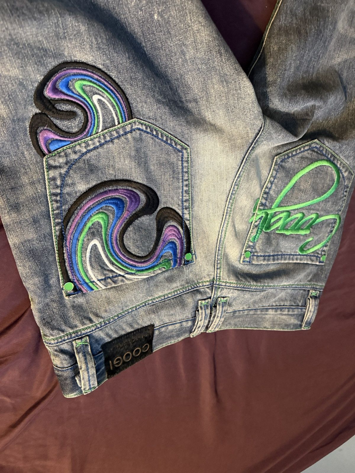 Coogi Coogi jeans vintage mens 34 purp green blue white embroidery Size US 34 / EU 50 - 1 Thumbnail