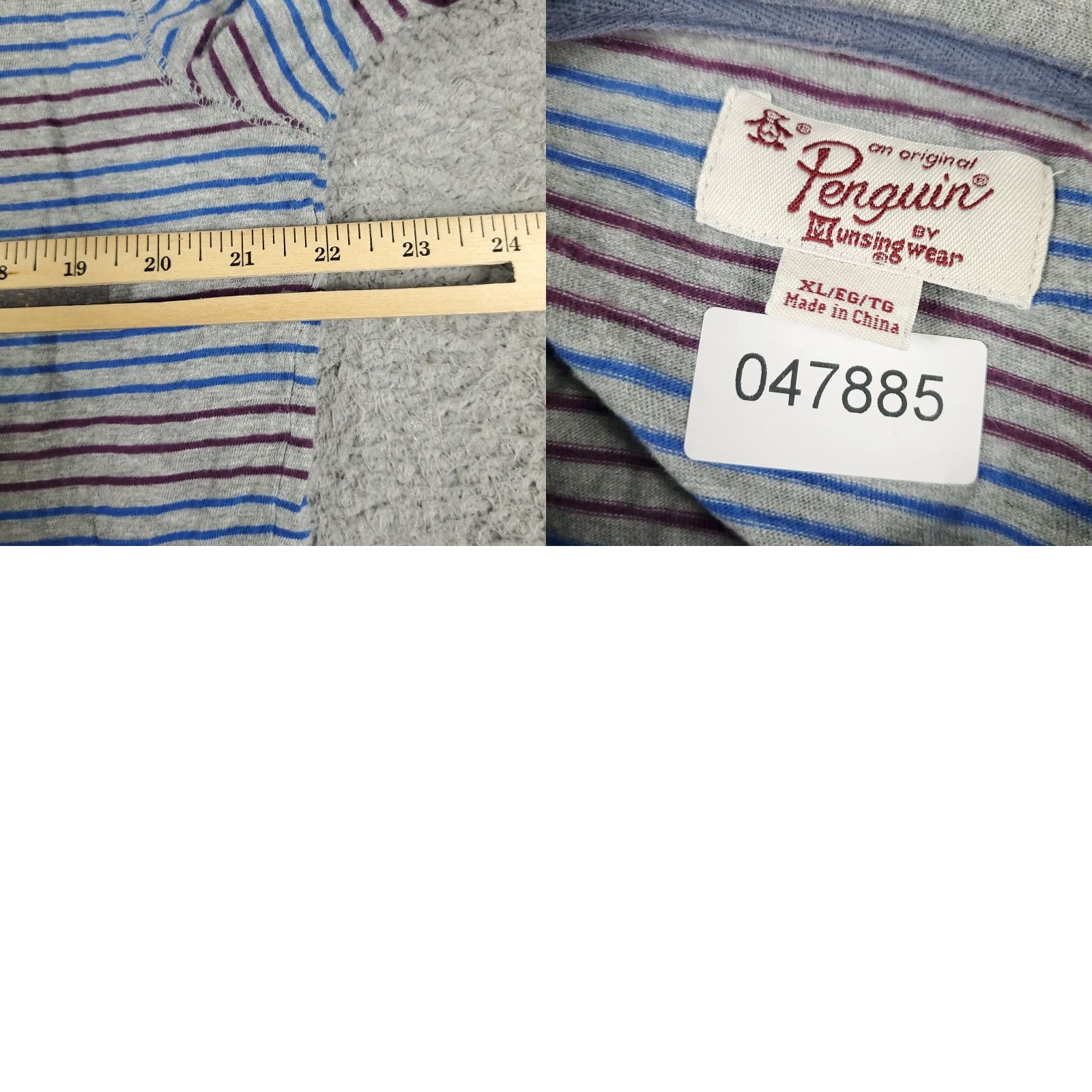 Vintage Penguin Casual Long Sleeve Shirt Mens XL Blue Gray Striped Size US XL / EU 56 / 4 - 8 Thumbnail
