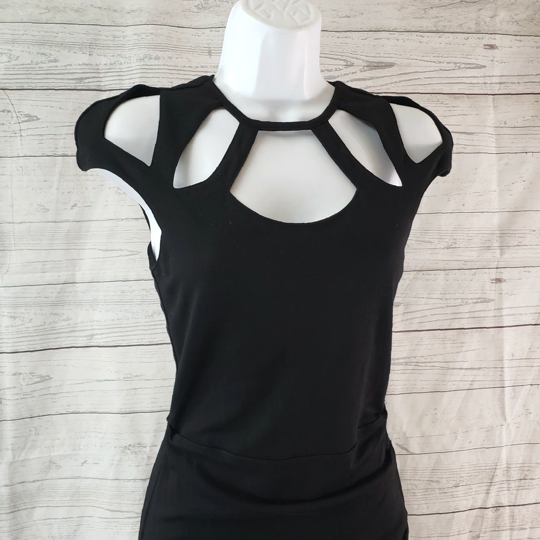 Vintage Talulah Womens Sheath Dress XS Solid Black Rayon Blend Cutouts Short Vintage: No (adjusted) Size XS / US 0-2 / IT 36-38 - 2 Thumbnail