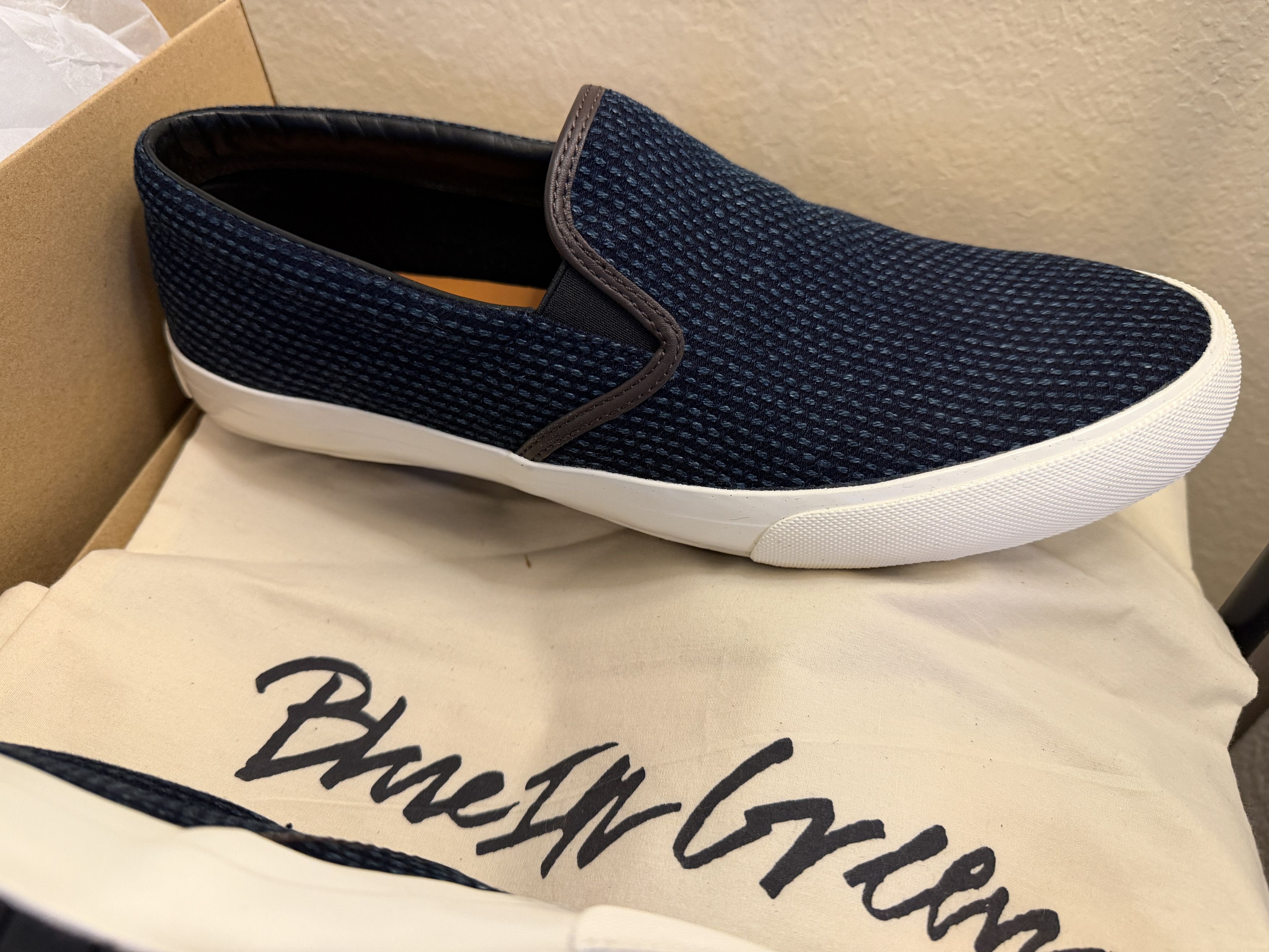 Blue In Green Blue in Green Pure Blue Japan Sashiko Slip-on Vibram Sole Size US 11 / EU 44 - 2 Thumbnail