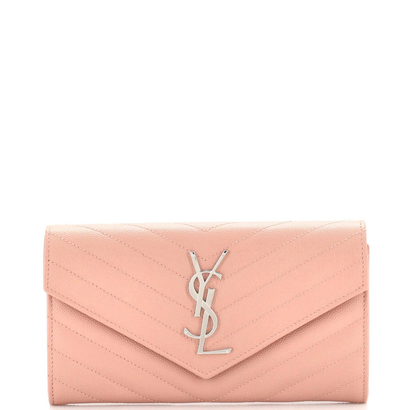 Yves Saint Laurent Classic Monogram Flap Wallet Matelasse Chevron ...