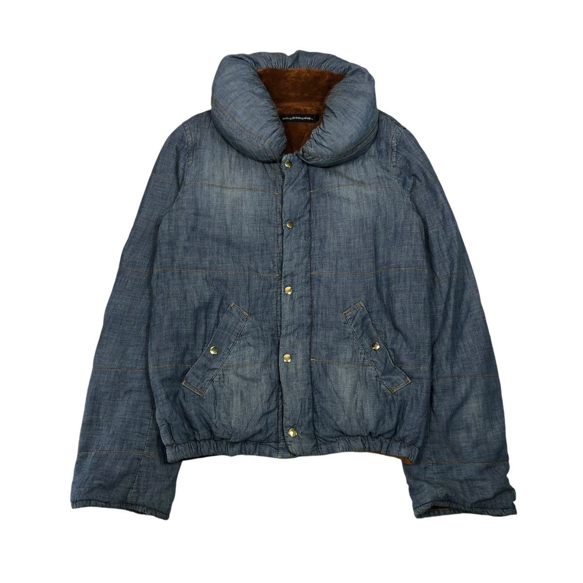 Issey Miyake 🔥CROPPED DENIM BIKER JACKET MERCIBEAUCOUP BLANKET PUFFER Size US M / EU 48-50 / 2 - 1 Thumbnail