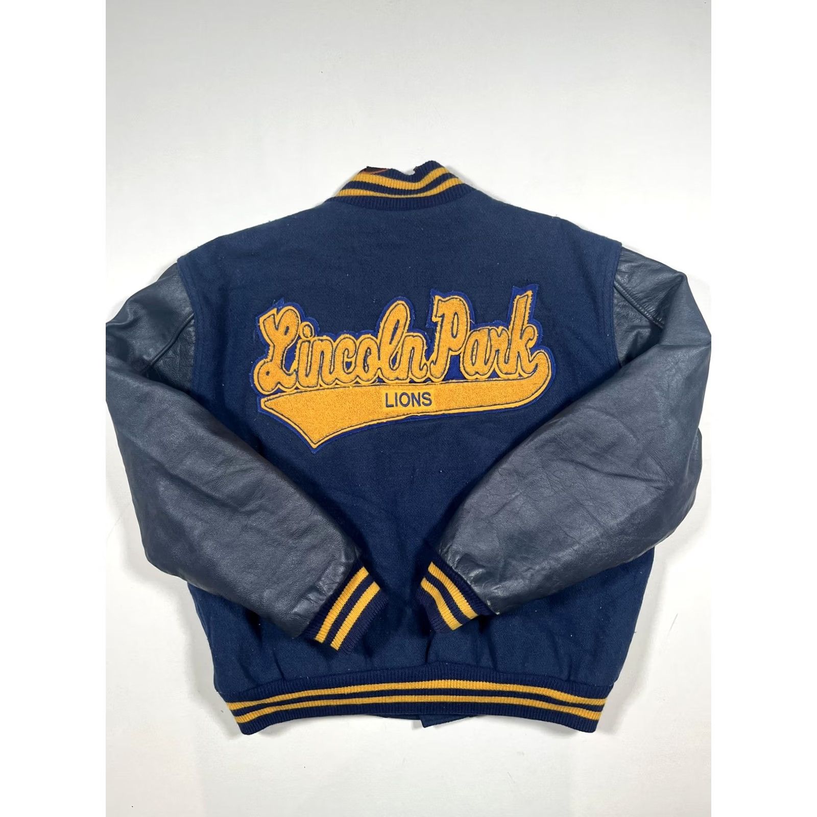 Vintage VINTAGE Neff Jacket Mens Large Blue Wool Leather Varsity Lincoln Park Lions USA Jacket Size US L / EU 52-54 / 3 - 2 Thumbnail