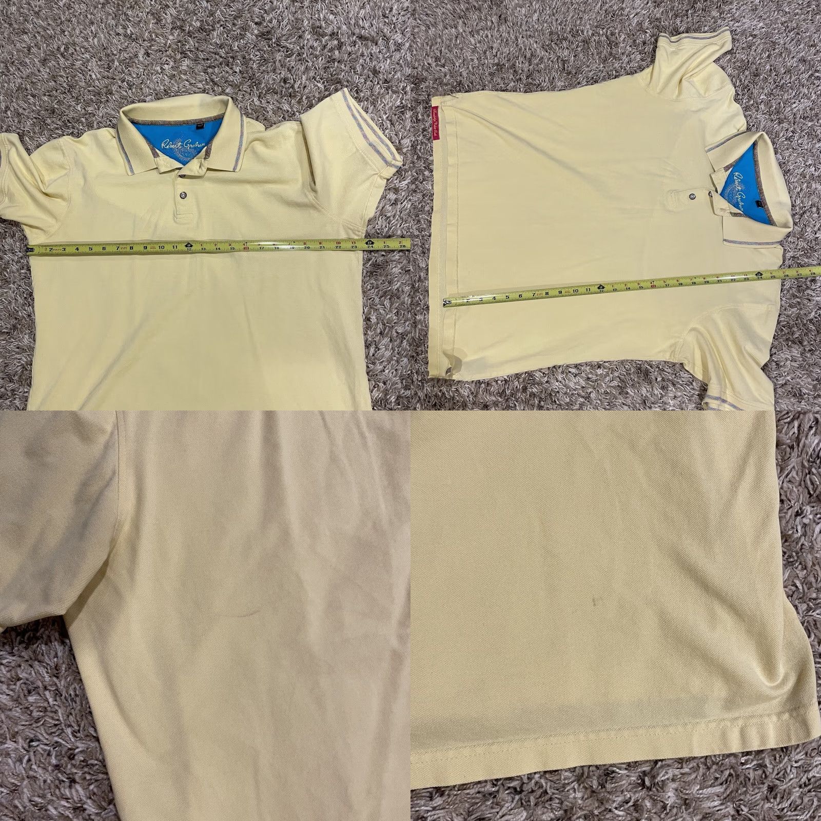 Robert Graham Robert Graham Polo Shirt Mens XL Yellow Short Sleeve Classic Fit 100% Cotton Button Collared Solid Art City Classic Size US XL / EU 56 / 4 - 8 Thumbnail