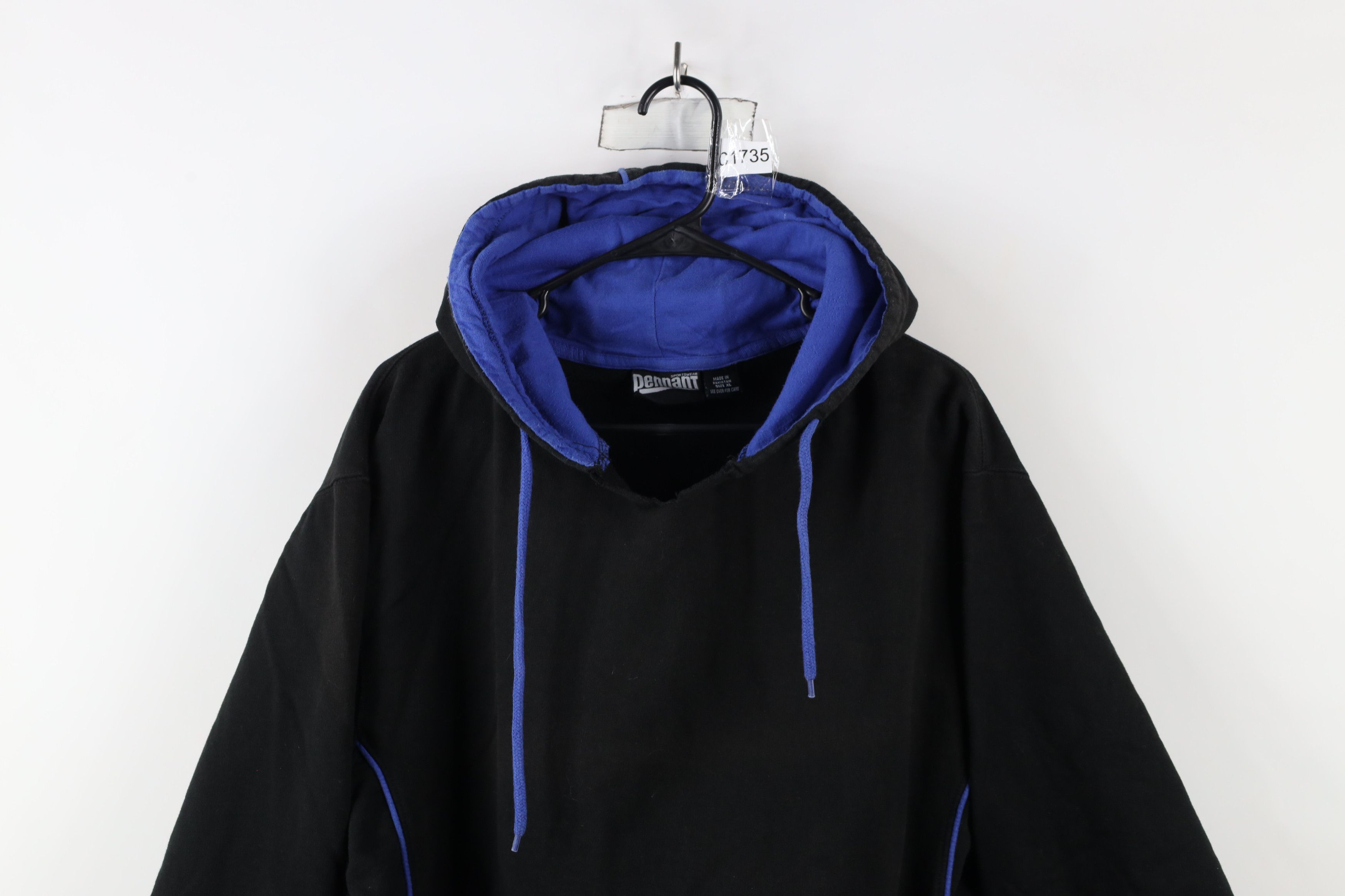 Vintage Vintage 90s Streetwear Blank Hoodie Sweatshirt Black Size US XL / EU 56 / 4 - 2 Thumbnail
