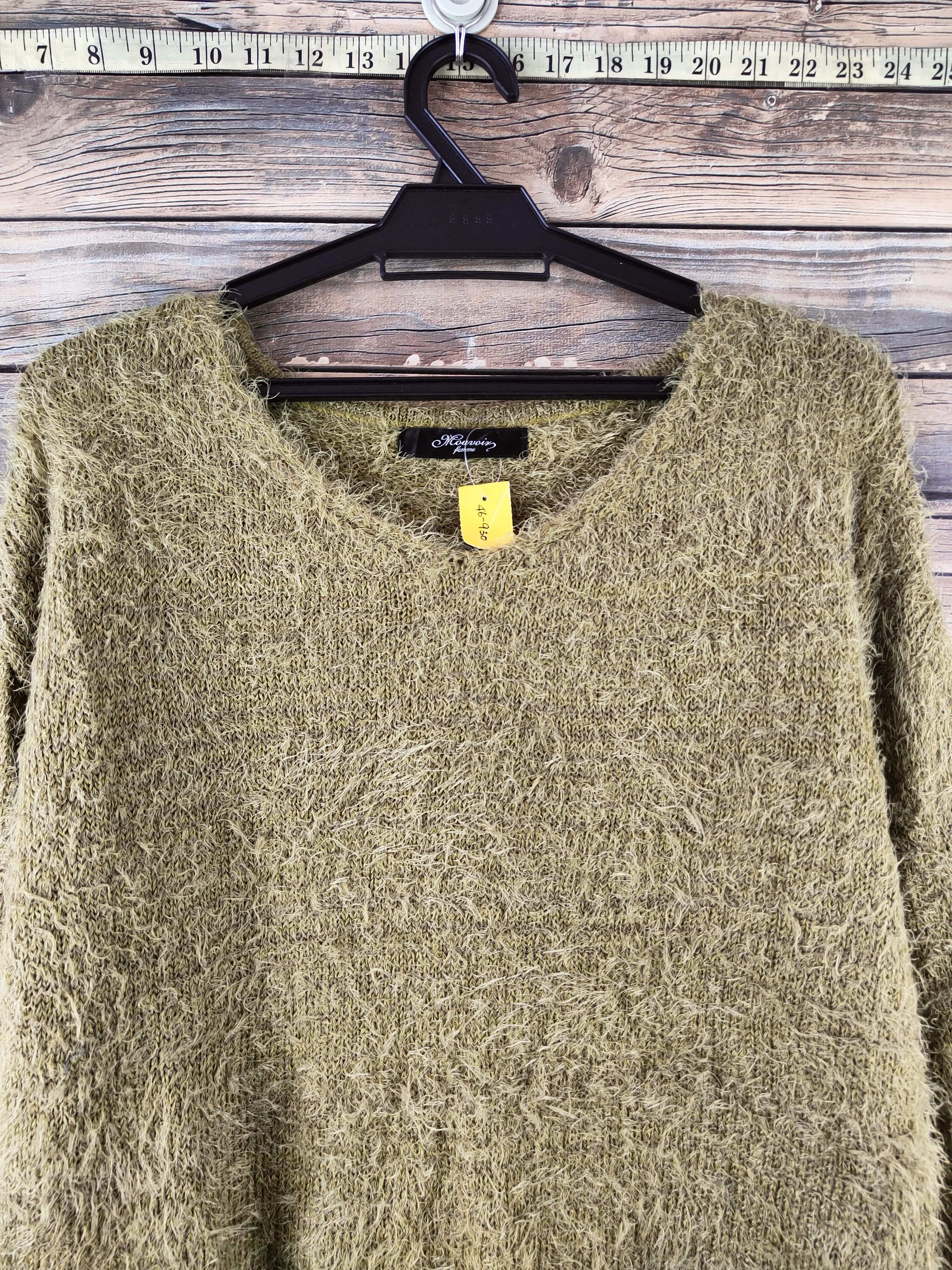Japanese Brand DL Mouvoir Femme Green Fur Mohair Knitwear #46-930 Size L / US 10 / IT 46 - 2 Thumbnail
