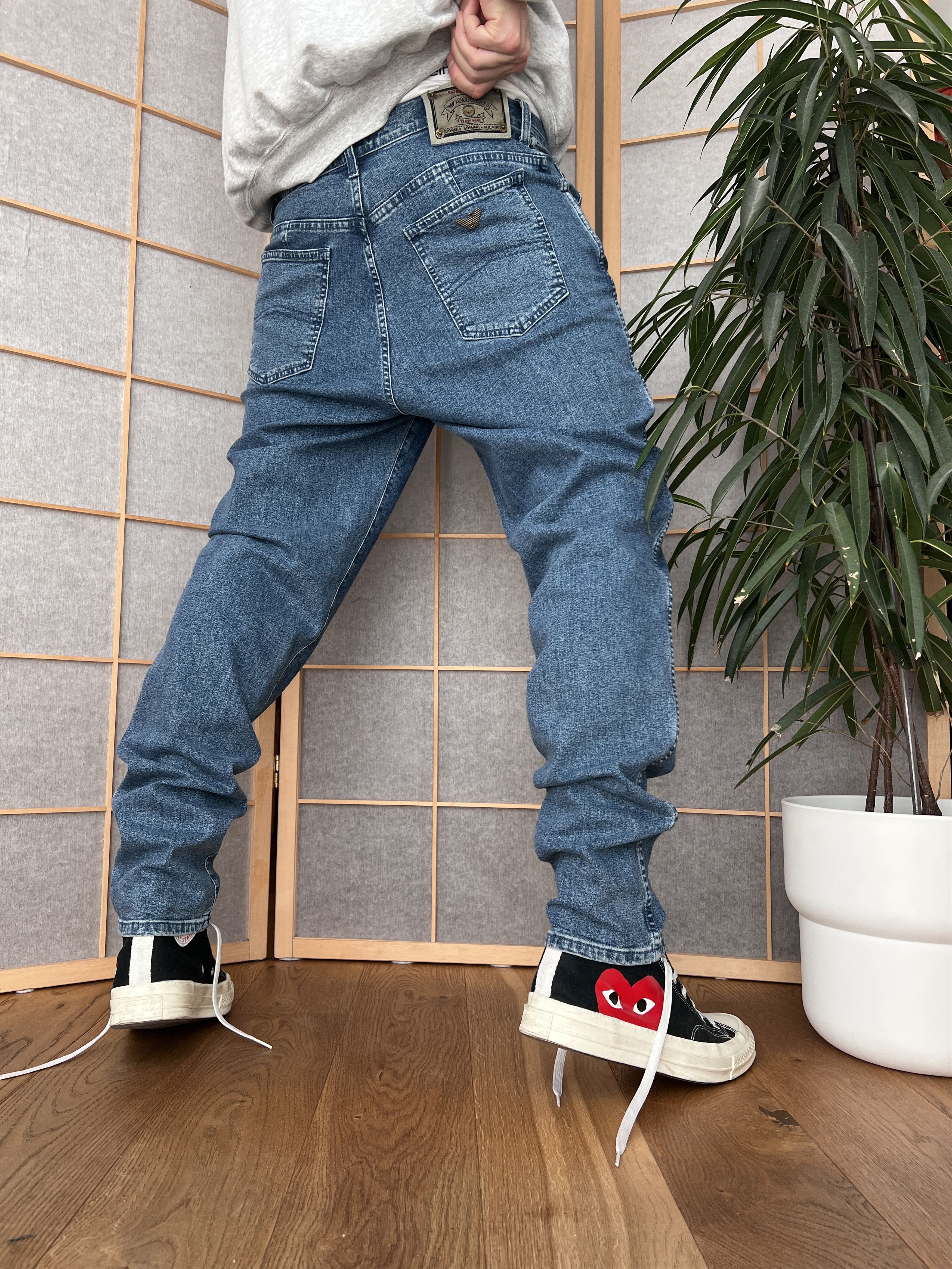 Crazy fit! Armani retro blue stretch skinny denim high rise