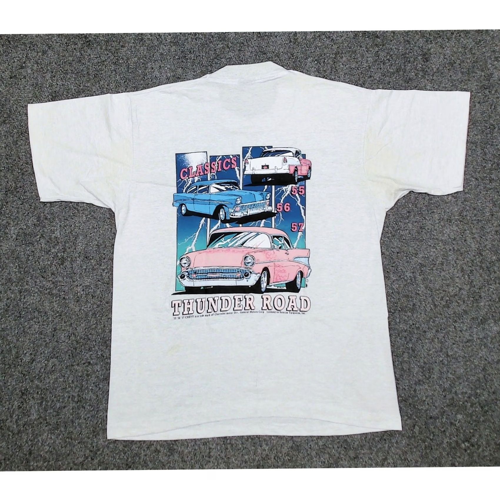 Vintage VINTAGE Thunder Road T-Shirt Mens L Pink Chevy 90s Classic Cars Screen Stars 50/50 Size US L / EU 52-54 / 3 - 4 Thumbnail