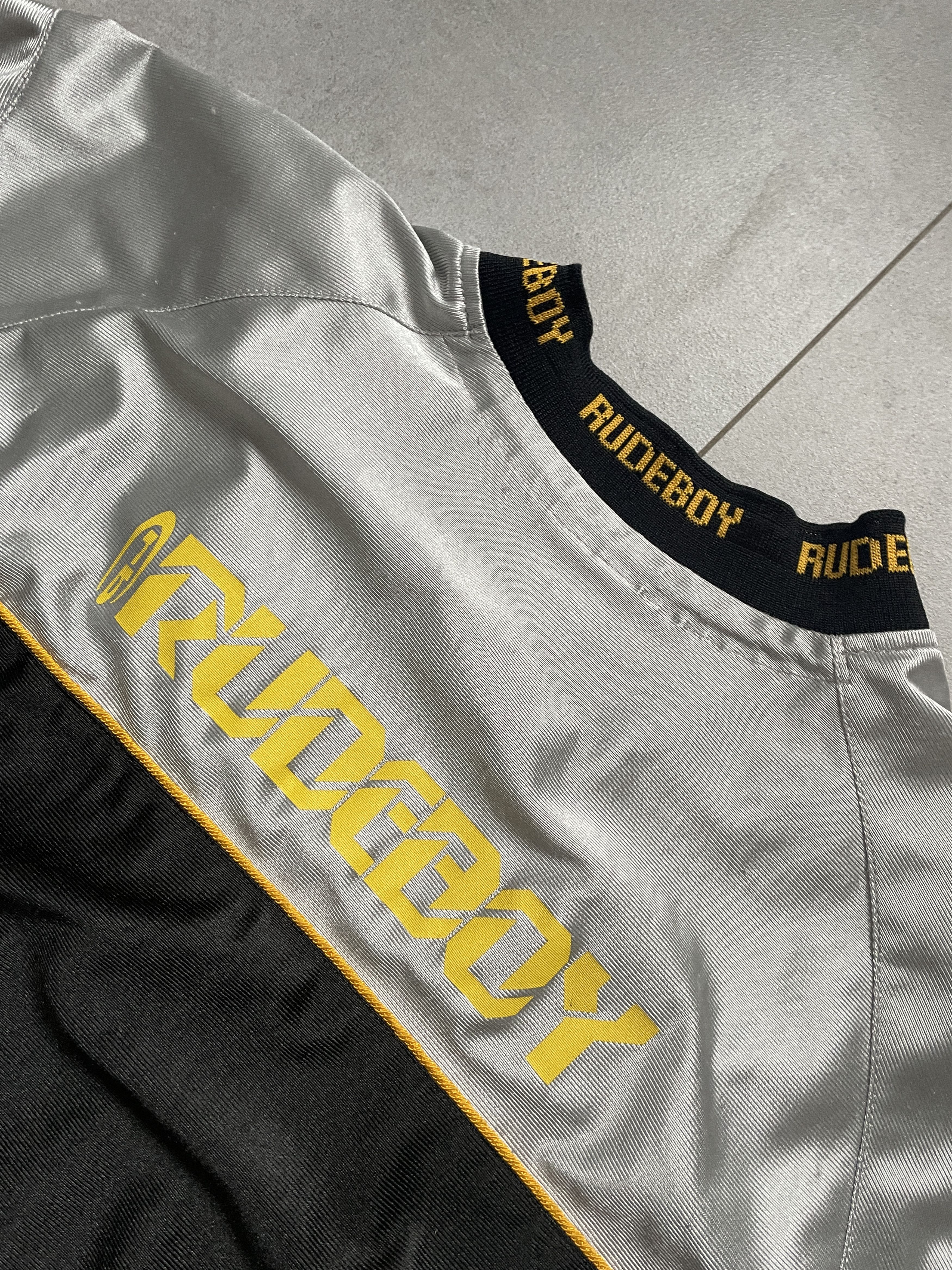 Rap Tees Y2K RUDEBOY BLACK SILVER RAP HIP HOP JERSEY MADE IN USA Size US L / EU 52-54 / 3 - 4 Thumbnail