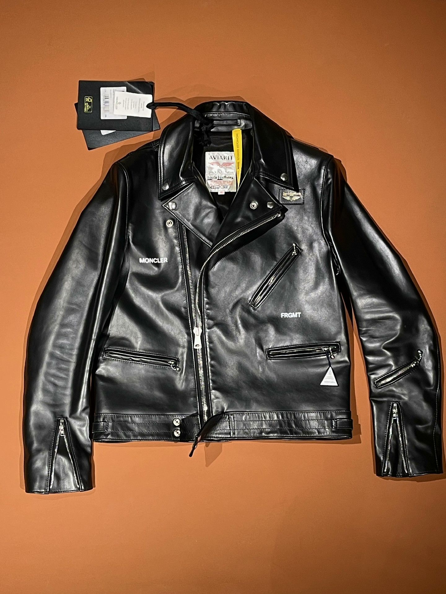 Moncler Moncler X FRGMT Collaborative Leather Jacket Size US XXS / EU 40 - 1 Thumbnail