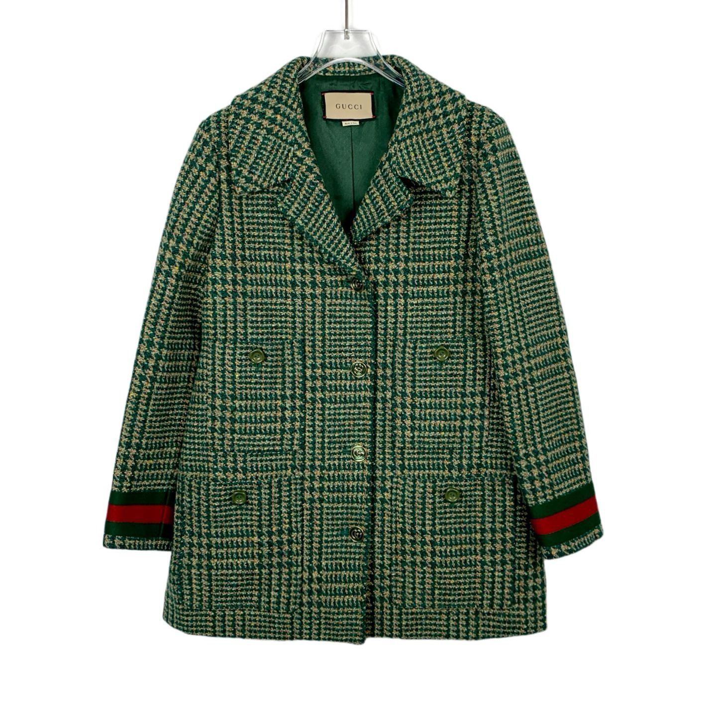 Gucci Gucci Green Houndstooth Wool Double-Breasted Blazer (Size 40 Size M / US 6-8 / IT 42-44 - 1 Thumbnail