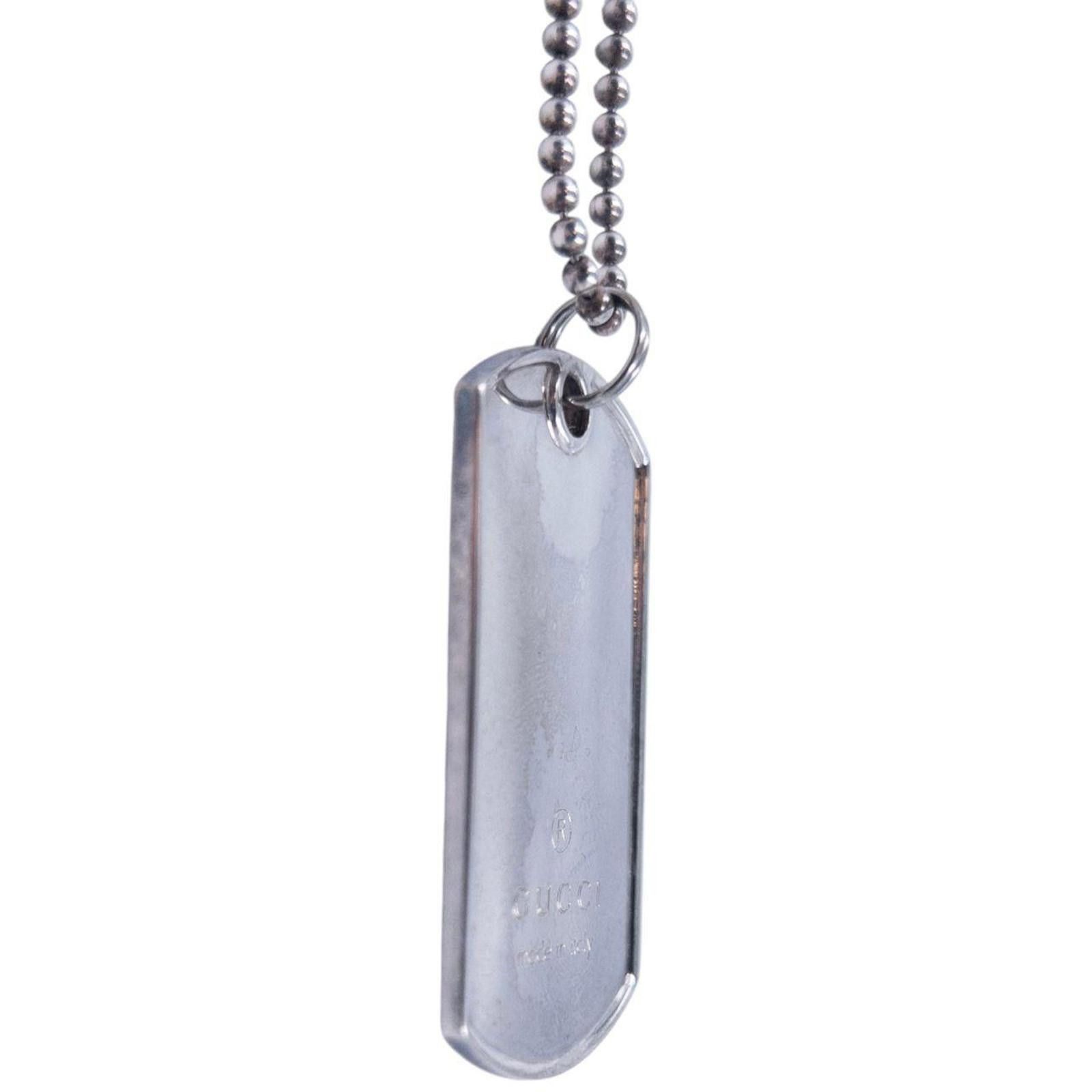 Gucci Vintage 2000s Gucci Embossed Dog Tag Necklace Size ONE SIZE - 4 Thumbnail