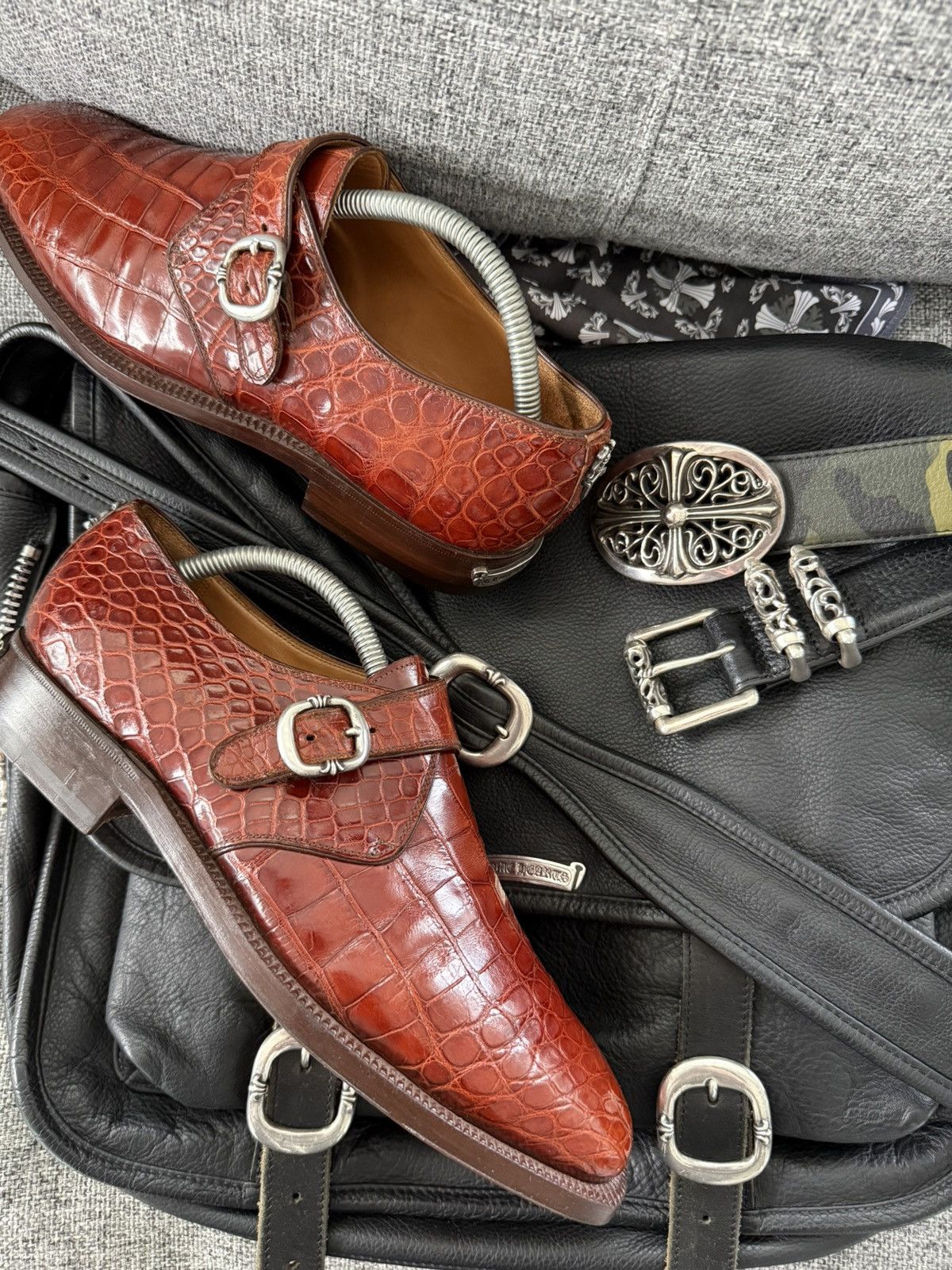 Chrome Hearts Chrome Hearts X John Lobb crocodile monk strap loafers Size US 9 / EU 42 - 11 Thumbnail