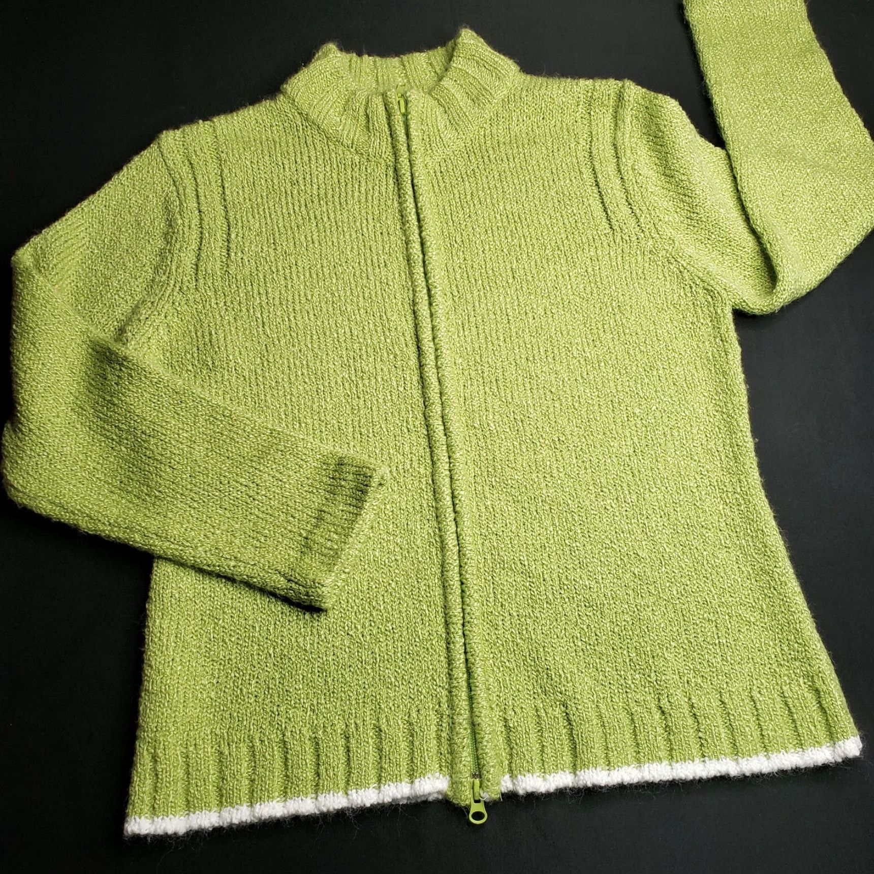 Vintage Nomadic Traders Green Zip Up Cardigan Sweater L Women Regular Knit Zip Front, 100% Acrylic, Casual Size L / US 10 / IT 46 - 2 Thumbnail