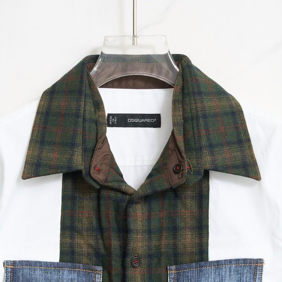 Dsquared2 Dsquared2 Men's Plaid Patchwork Shirt Size US M / EU 48-50 / 2 - 3 Thumbnail