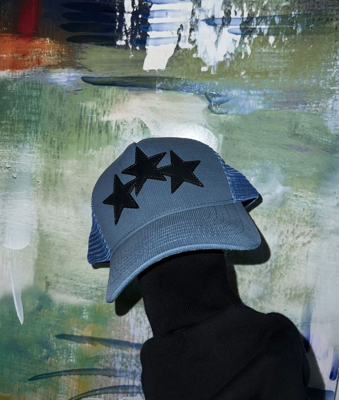 【超レア】AMIRI 3 Star Trucker Hat Cap アミリ Amiri 3 Star Trucker Hat in Black | FWRD