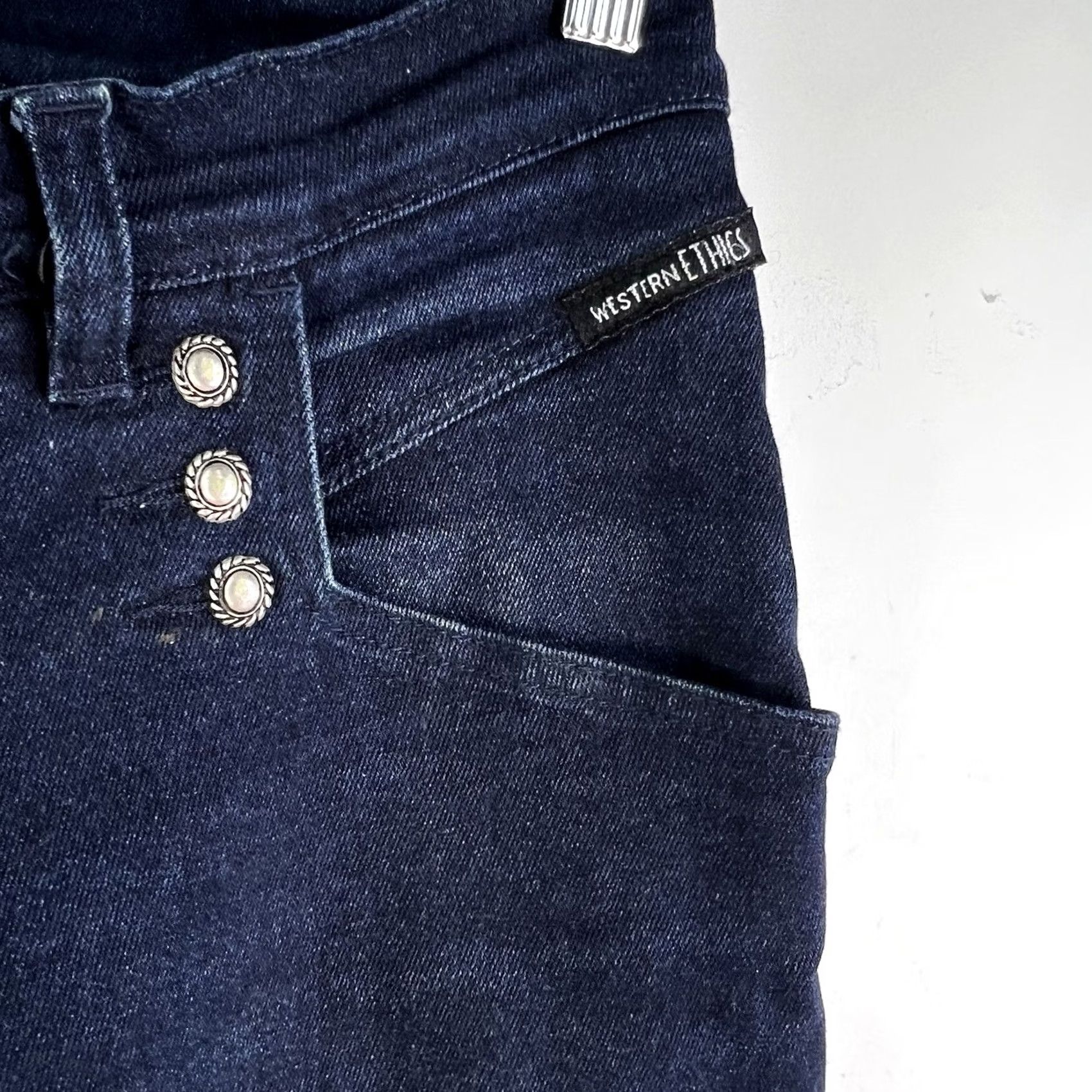 Denime VINTAGE Western Ethics Jeans Bootcut Denim Womens Plus 42x36 Blue Dark 18 High Rise Zip Pockets Cowboy Western Mens Girls Size 40" / US 18 - 5 Thumbnail