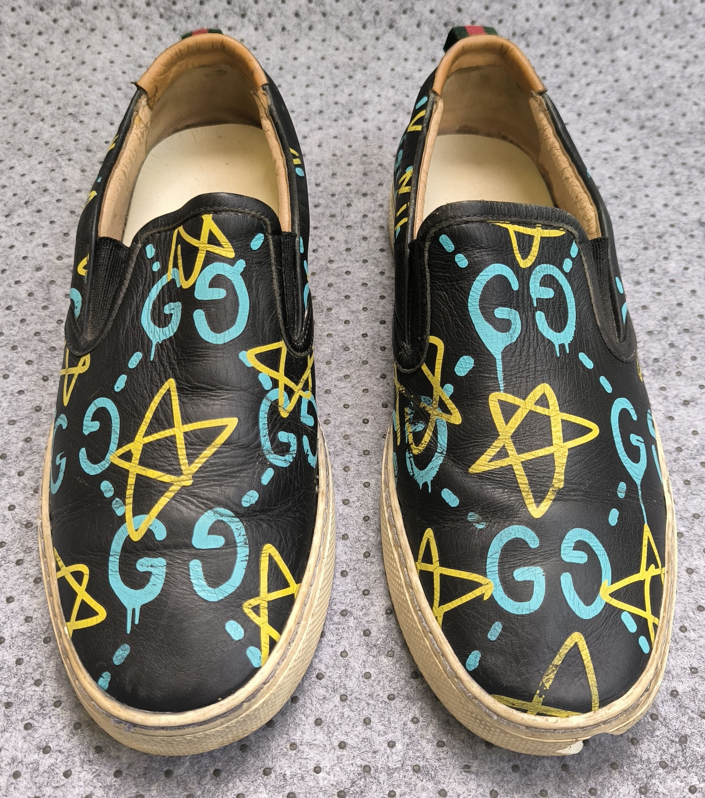 Gucci GUCCI Ghost GG graffiti leather slip on sneakers Size US 8 / EU 41 - 2 Thumbnail