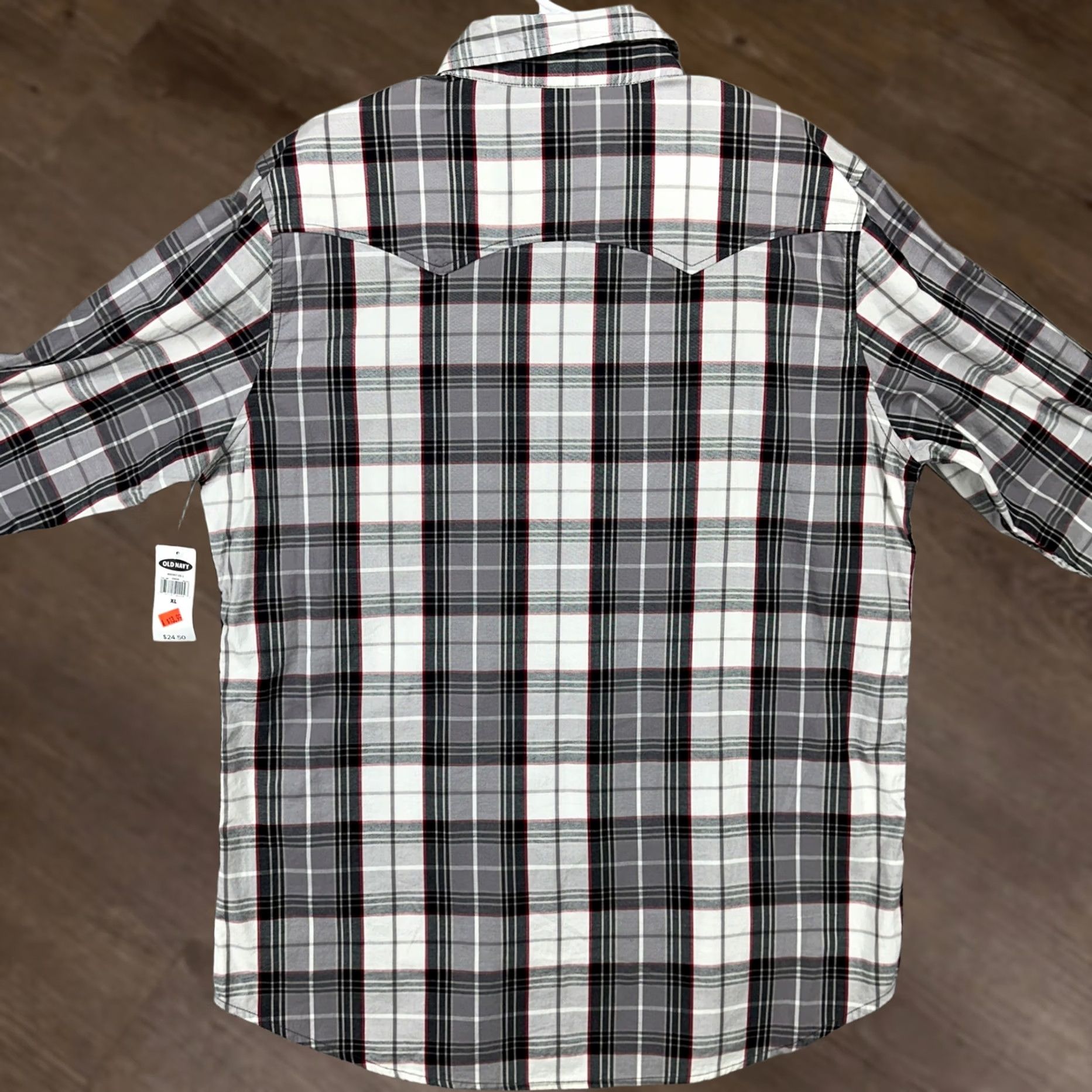 Old Navy Old Navy Shirt Button Up Mens XL Gray White Plaid Long Sleeve Outdoor Cotton NEW Size US XL / EU 56 / 4 - 1 Thumbnail