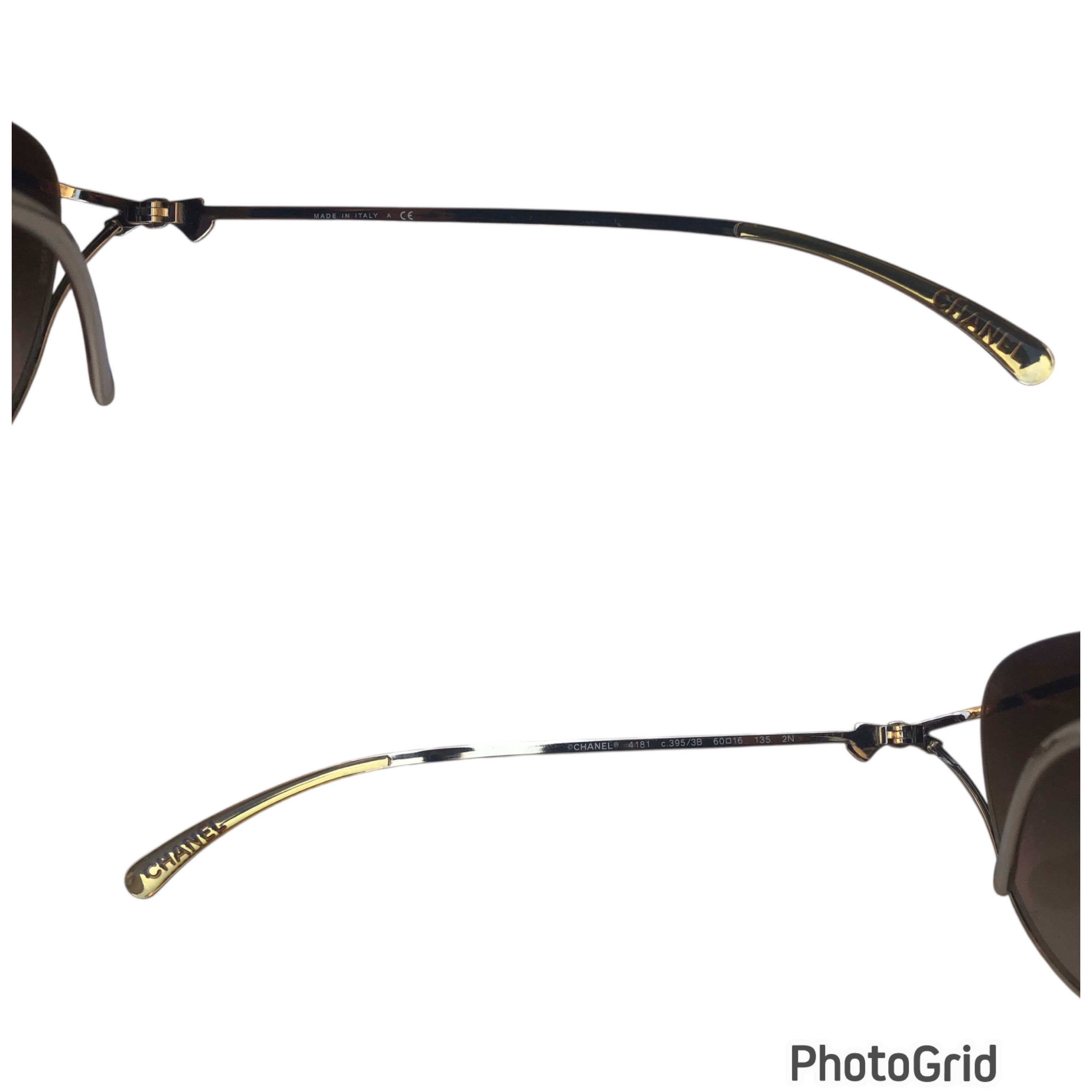 Chanel 💯CHANEL Goldtone Metal Frame And Brown Tint Sunglasses 4181 Size ONE SIZE - 8 Thumbnail