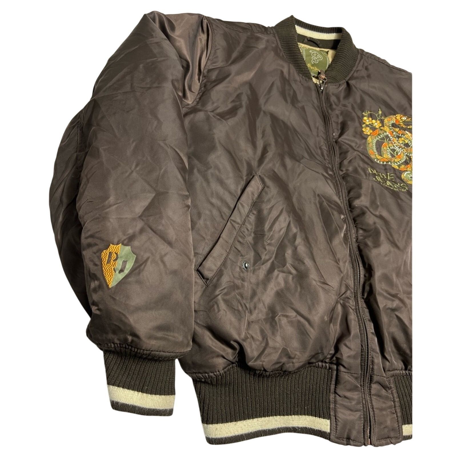 Pepe Jeans VTG Y2K Nylon Bomber Satin Brown Pepe Jeans Mens Jacket XL Size US XL / EU 56 / 4 - 3 Thumbnail