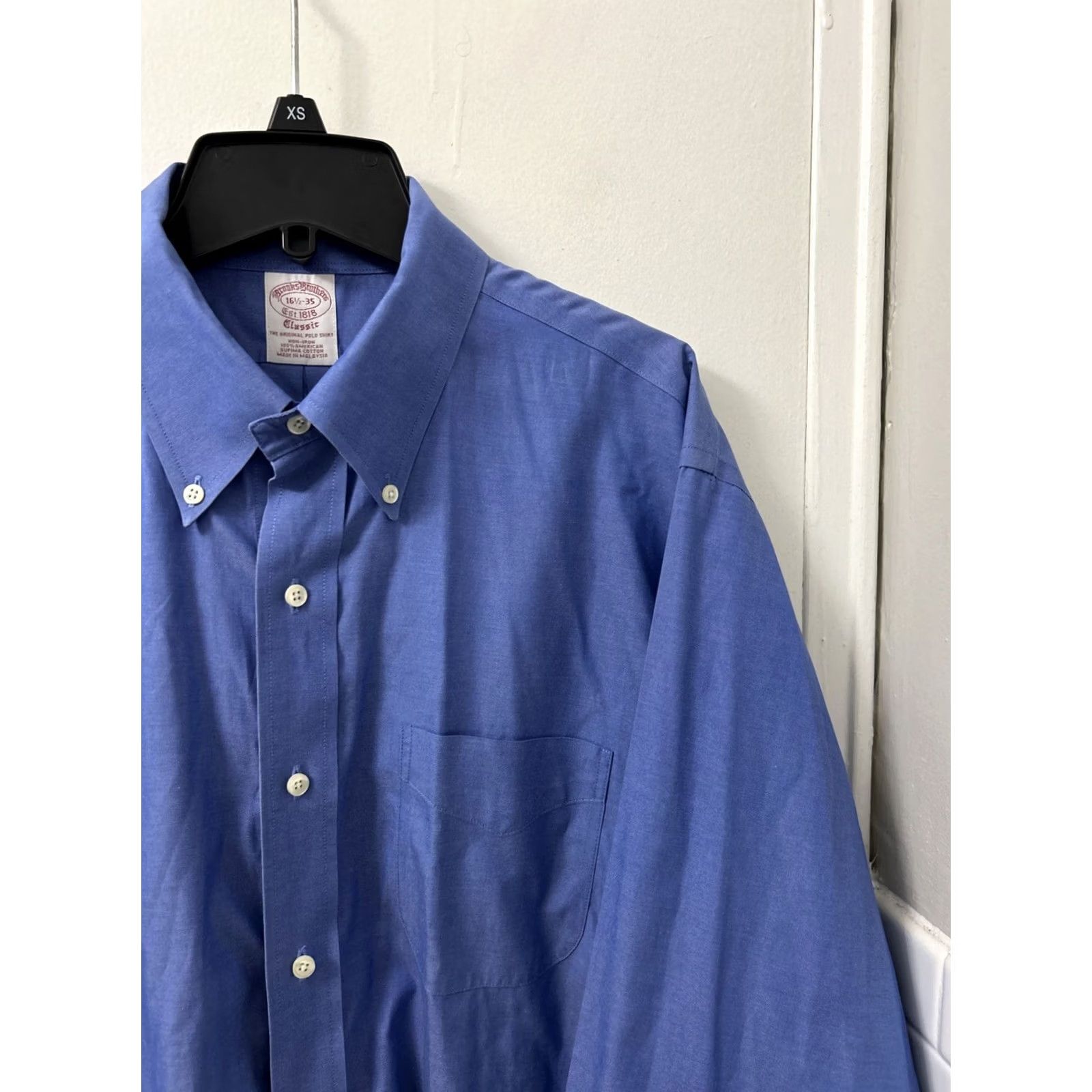 Brooks Brothers Brooks Brothers Original Polo Shirt Mens 16.5 Blue Oxford Supima L/S Dress Shirt Classic Size US XL / EU 56 / 4 - 4 Thumbnail