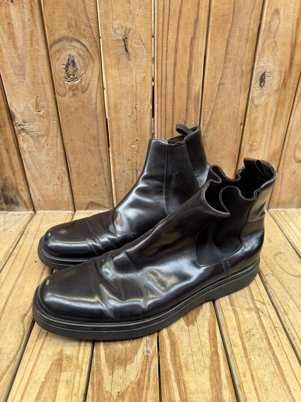 Prada Prada Men’s shinny patent black leather boots Sz USA 9 UK 8 Size US 9 / EU 42 - 25 Thumbnail