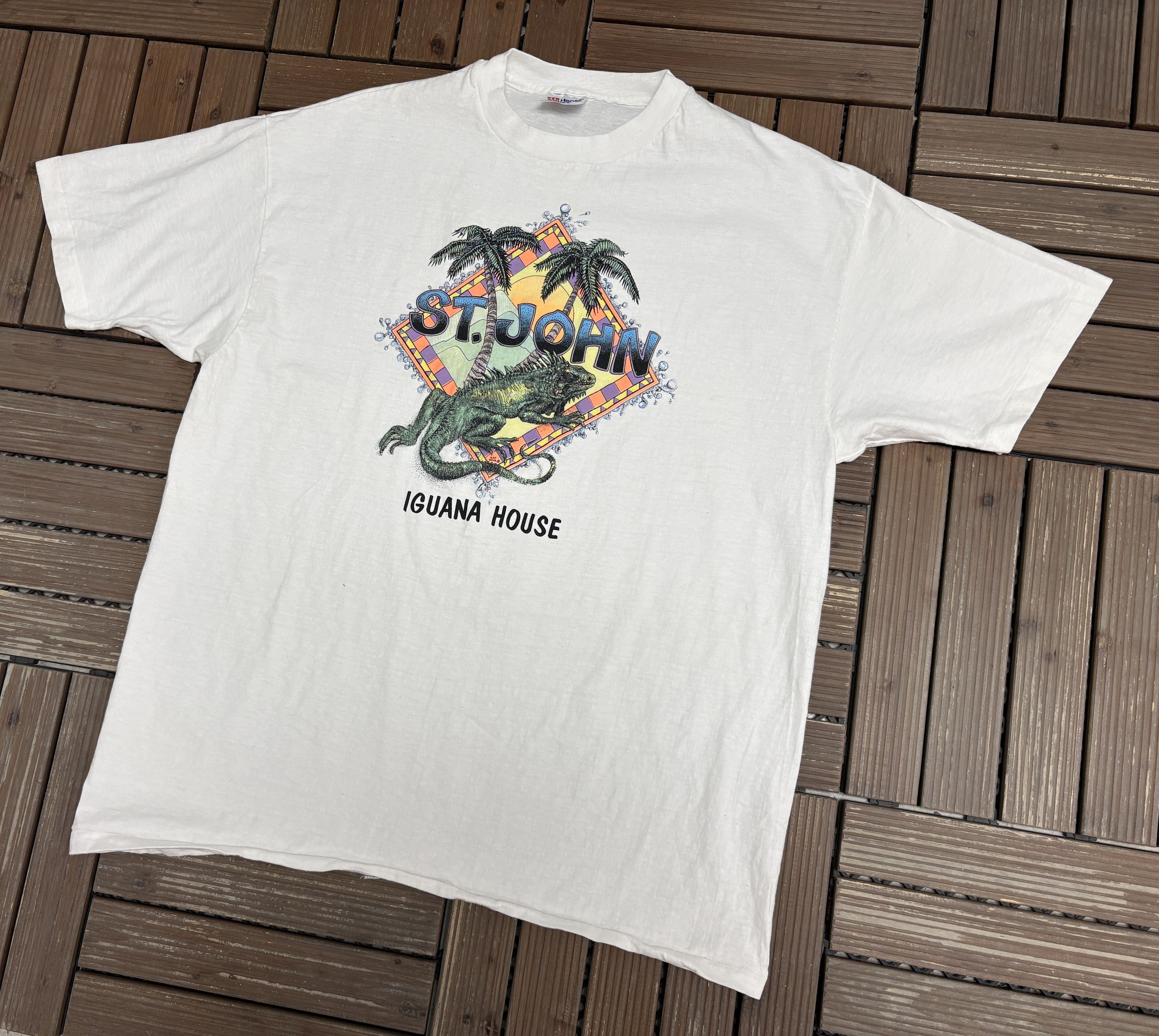 Vintage St. John Iguana House Vintage White T-Shirt Tee Size US XL / EU 56 / 4 - 3 Thumbnail