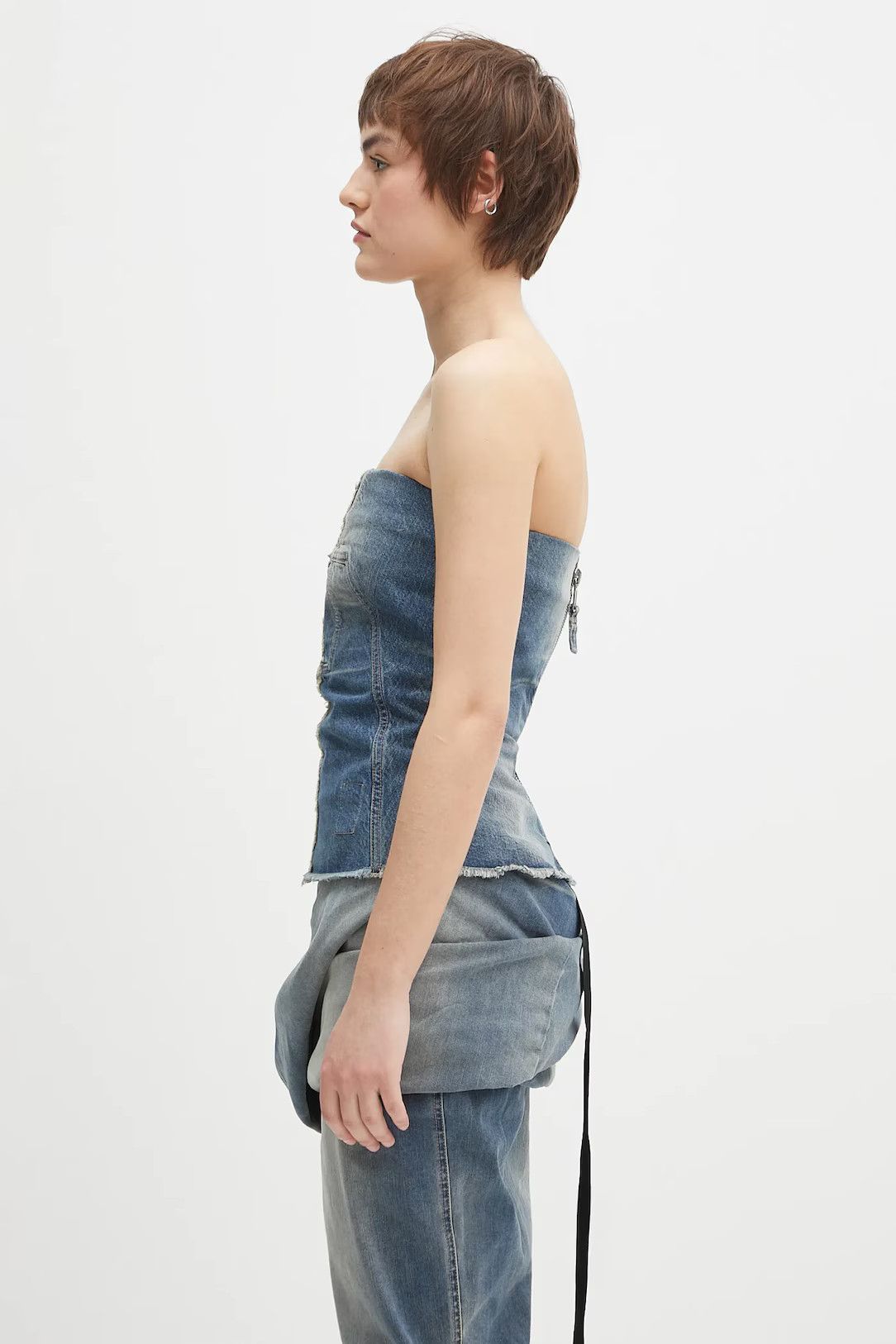 Rick Owens o1mle0426 Bustier Top in Blue Size L / US 10 / IT 46 - 2 Thumbnail