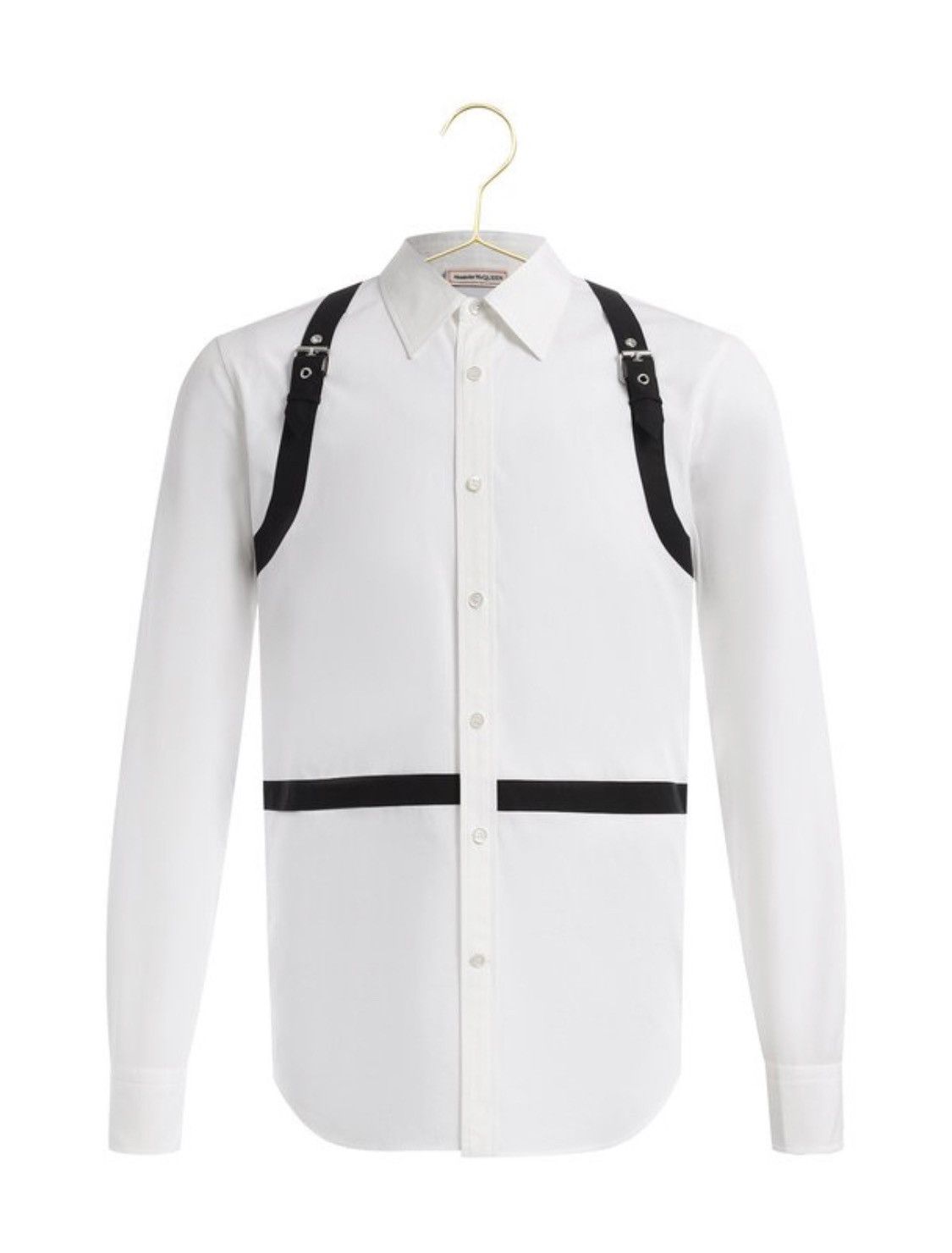 image of Alexander Mcqueen Cotton Belt Detailed White Shirt, Men's (Size XL)