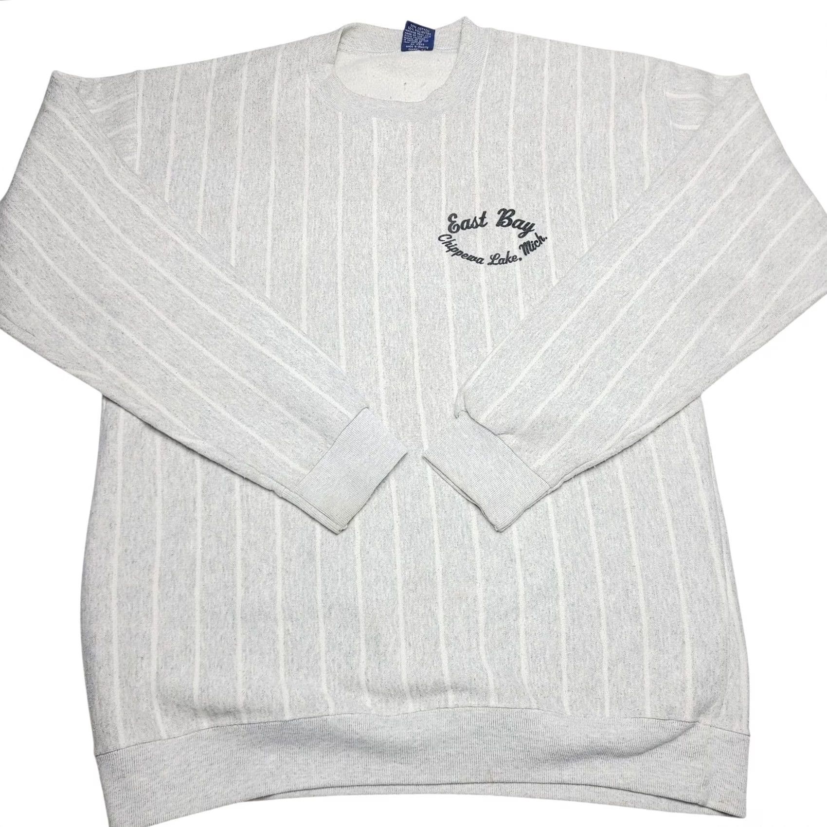 Vintage VINTAGE Cal Cru Striped Sweatshirt XL Men 90s Made In USA Gray White Mens Size US XL / EU 56 / 4 - 2 Thumbnail