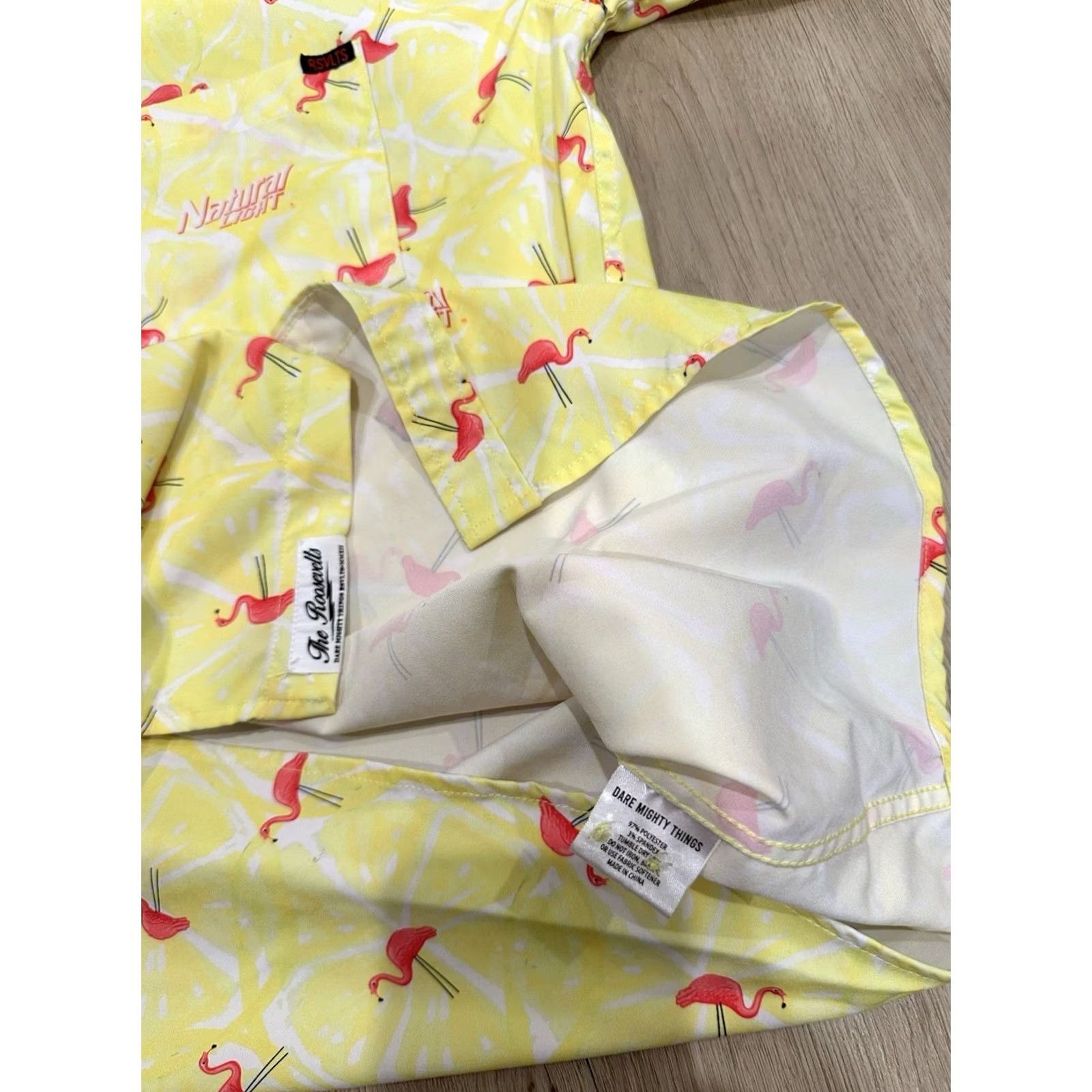 Pinko RSVLTS x Natural Light Shirt Mens XL Yellow Pink Short Sleeve Button Down Size US XL / EU 56 / 4 - 5 Thumbnail