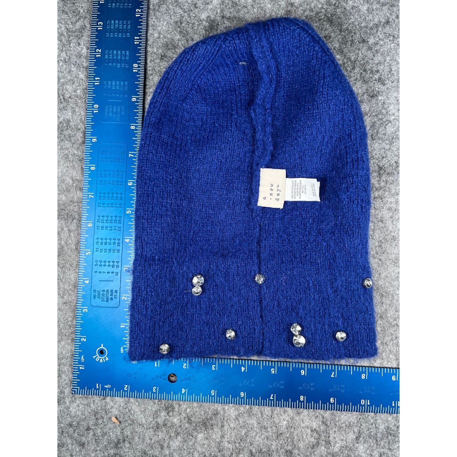 Vintage A New Day Beanie Women One Size Blue Knit Jewel Embellished Rhinestone Studded NEW Size ONE SIZE - 6 Thumbnail