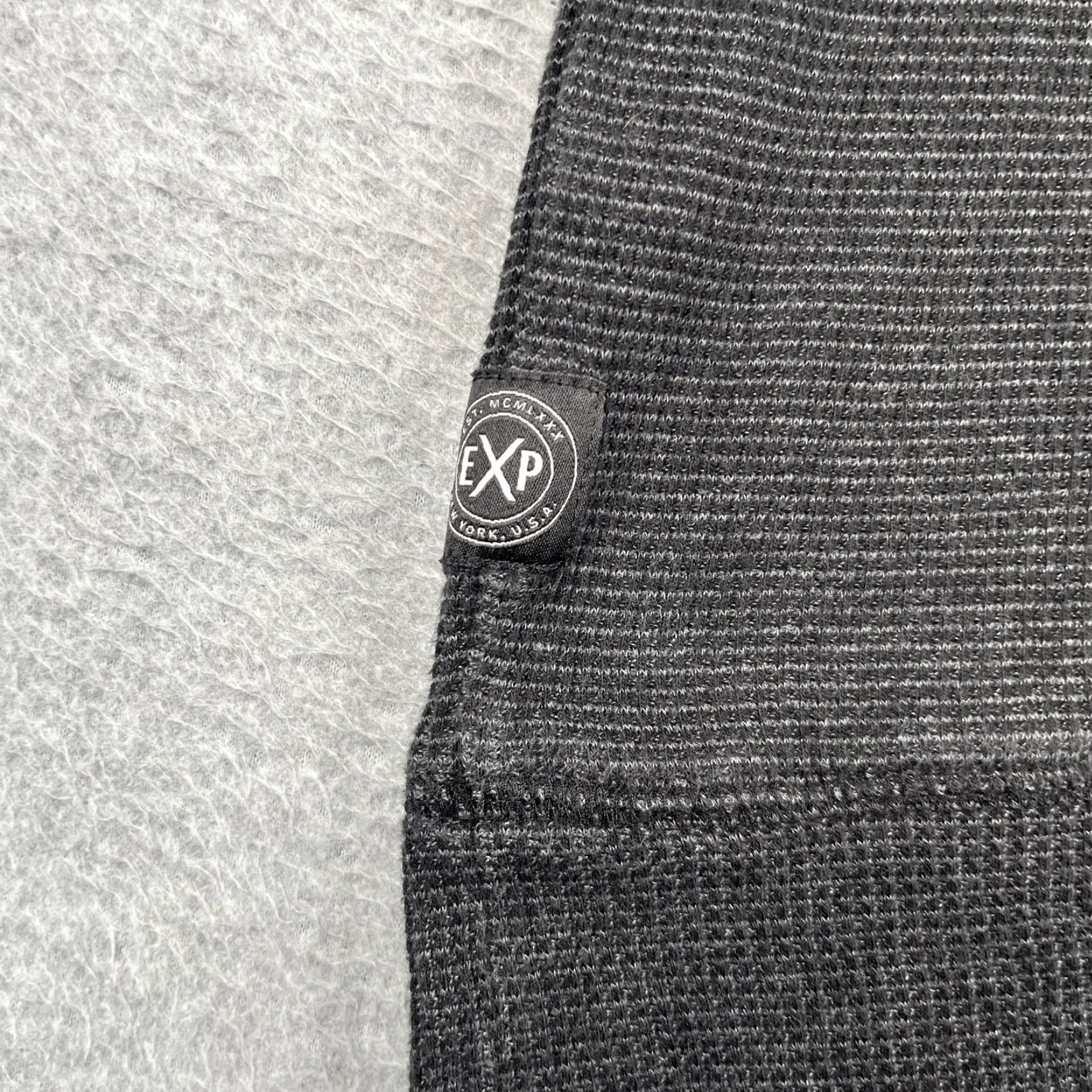 Express Express Long Sleeve Waffle Knit Henley Hoodie Shirt Large Gray Mens Size US L / EU 52-54 / 3 - 5 Thumbnail