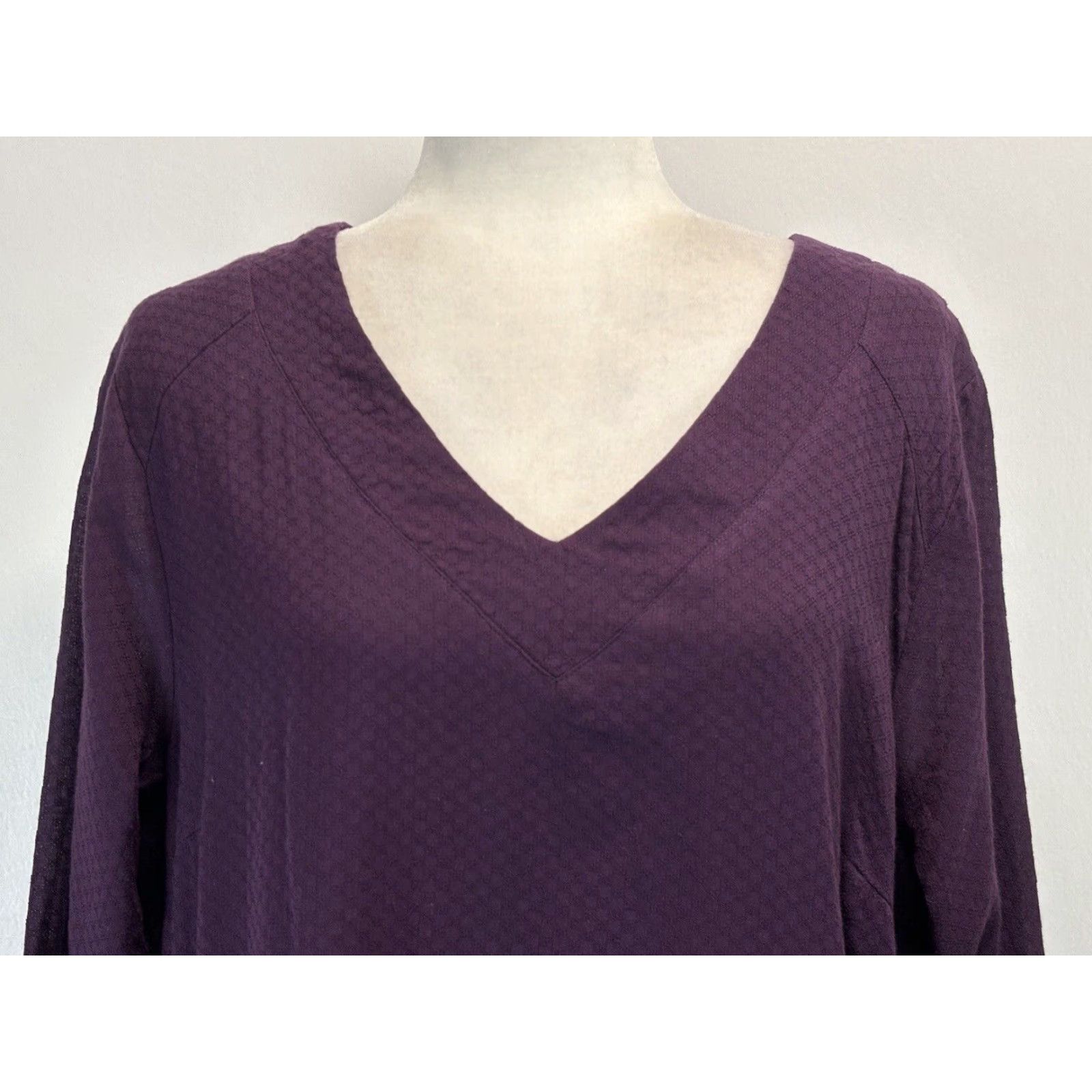 Soft Surroundings VINTAGE Soft Surroundings Positano Shift Dress XL 100% Cotton Purple V-Neck 3/4 Sleeve Casual Womens Size XL / US 12-14 / IT 48-50 - 5 Thumbnail