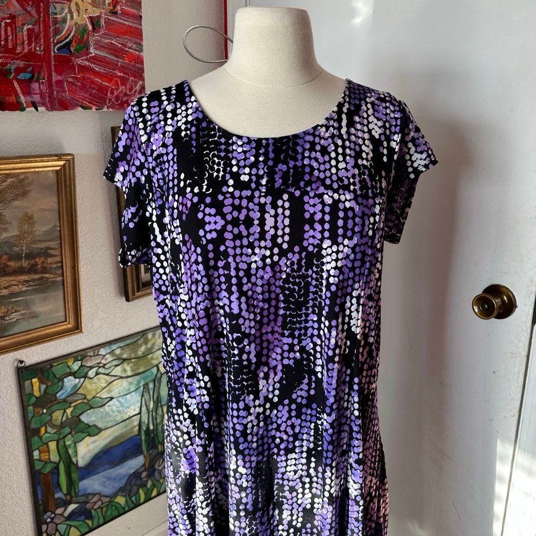 Other my collection purple and black shirt dress Size L / US 10 / IT 46 - 2 Thumbnail