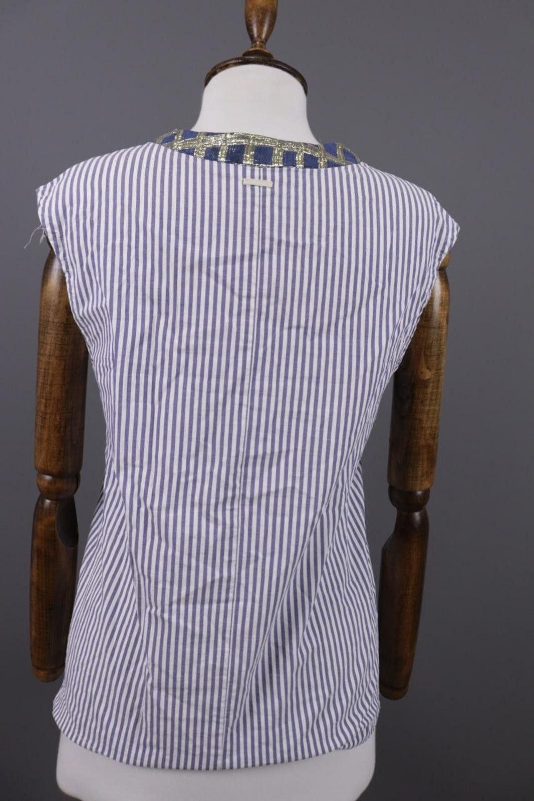 Designer S'Max Mara Multicolour Striped V-Neck Blouse Shirt Size 38 Size M / US 6-8 / IT 42-44 - 8 Thumbnail