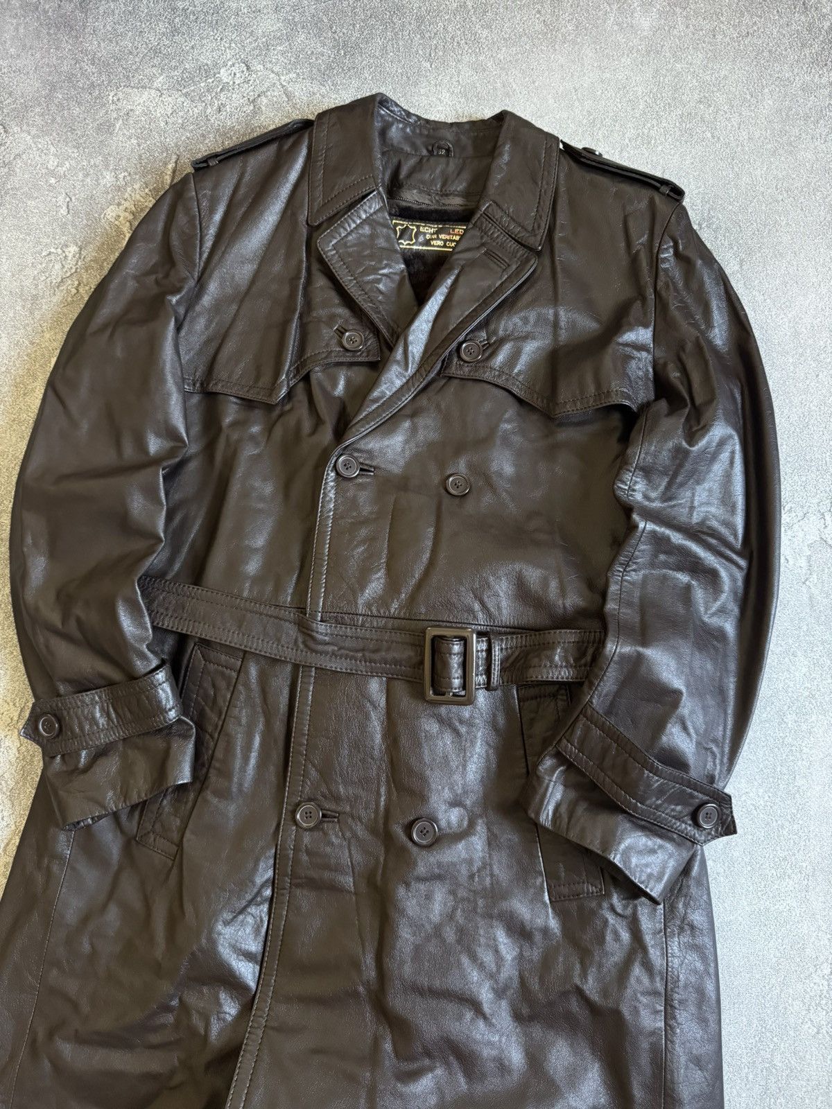 Genuine Leather Retro 52size vintage leather brown coat jacket + lining 90s Size US L / EU 52-54 / 3 - 12 Thumbnail