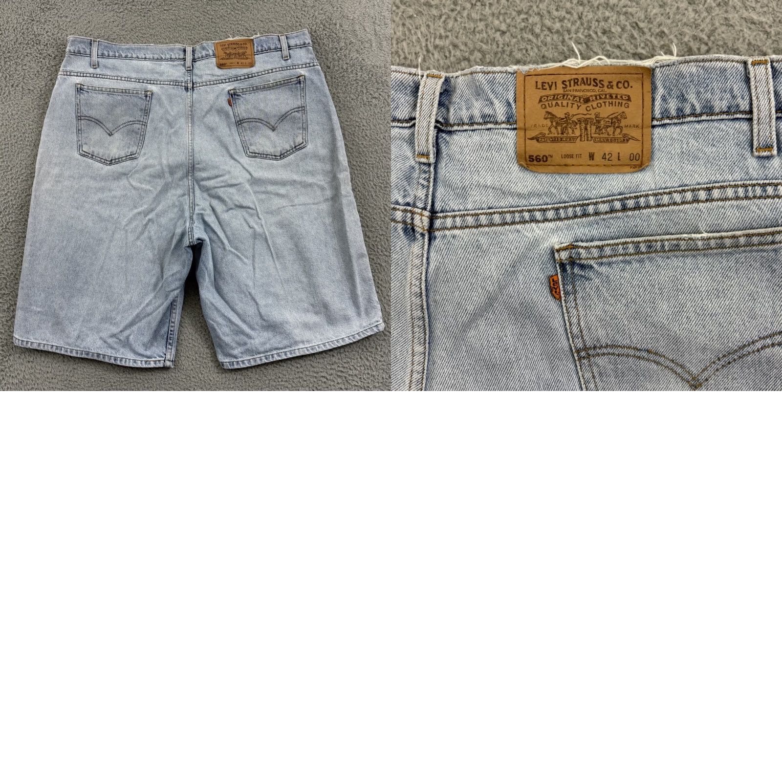Levi's VINTAGE Levi's Shorts Mens 40 Blue 560 Loose Fit Denim 90s Baggy Jorts Orange Tab Bermuda Relaxed Size US 40 / EU 56 - 9 Thumbnail