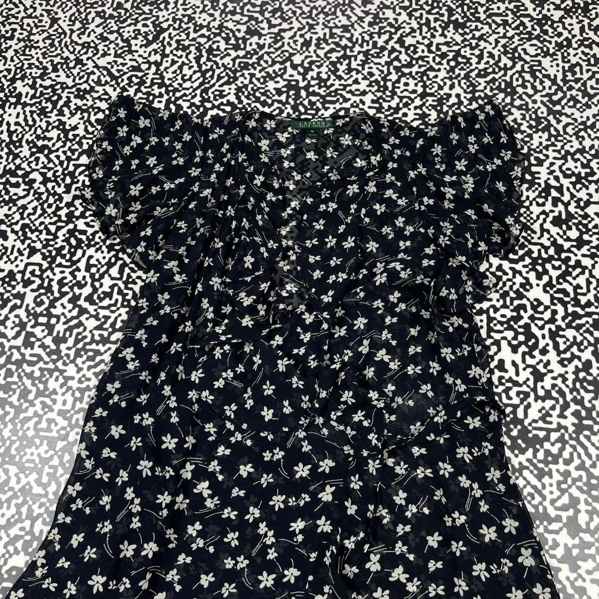 Lauren Ralph Lauren Vintage Y2K Lauren Ralph Lauren Silk Floral Flared Dress Size XL / US 12-14 / IT 48-50 - 6 Thumbnail